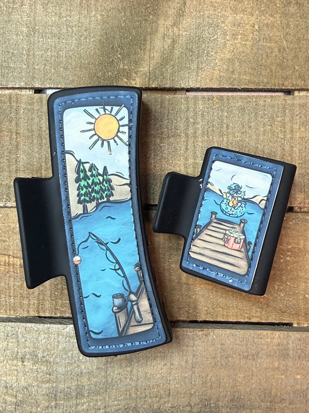 Lake Life Hair Claw Clips | Fishing & Summer Scene Hair Clips | Cute Outdoor Hair Accessories
