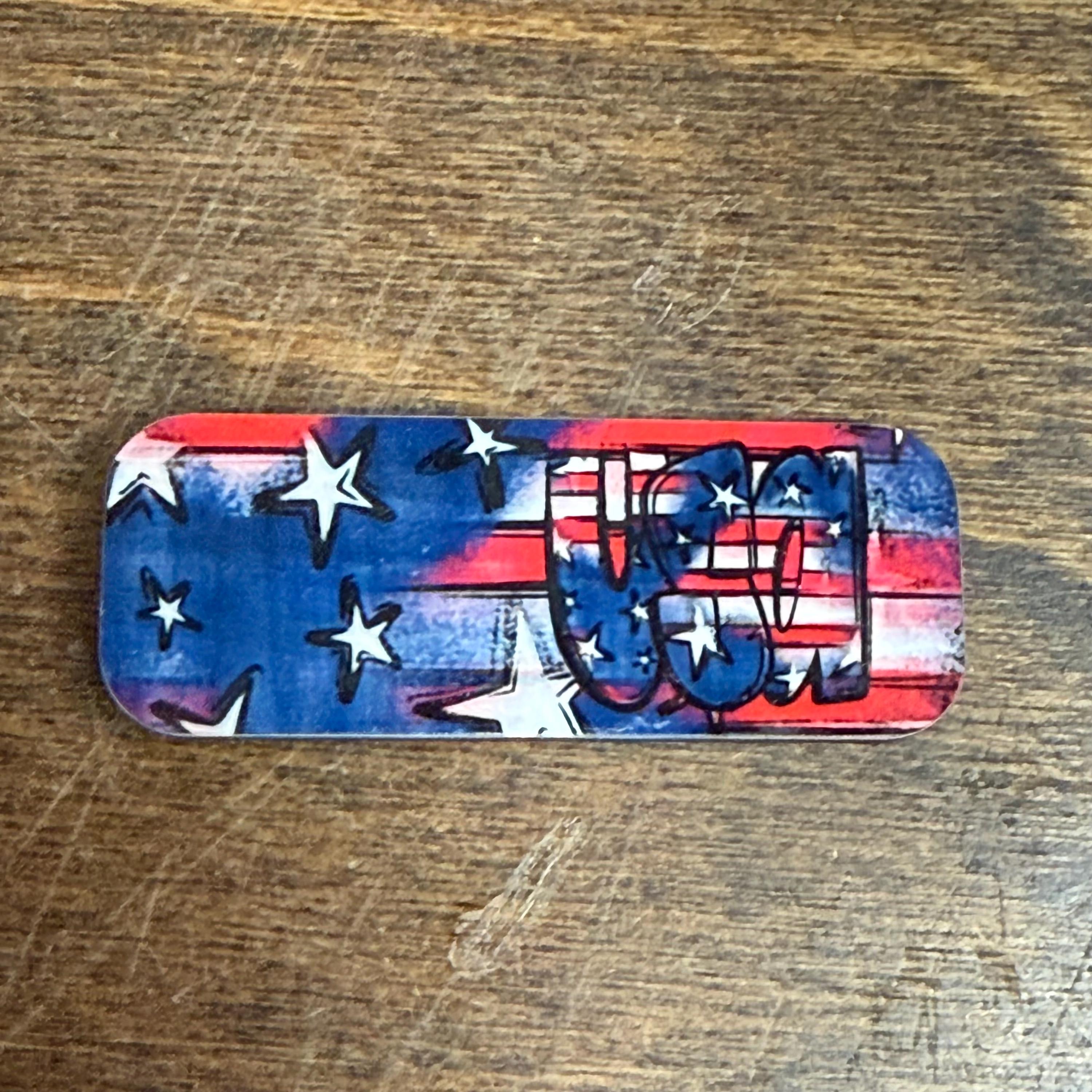 Americana Independence Day Hair Clips- Rustic Wood and Sturdy Metal Design