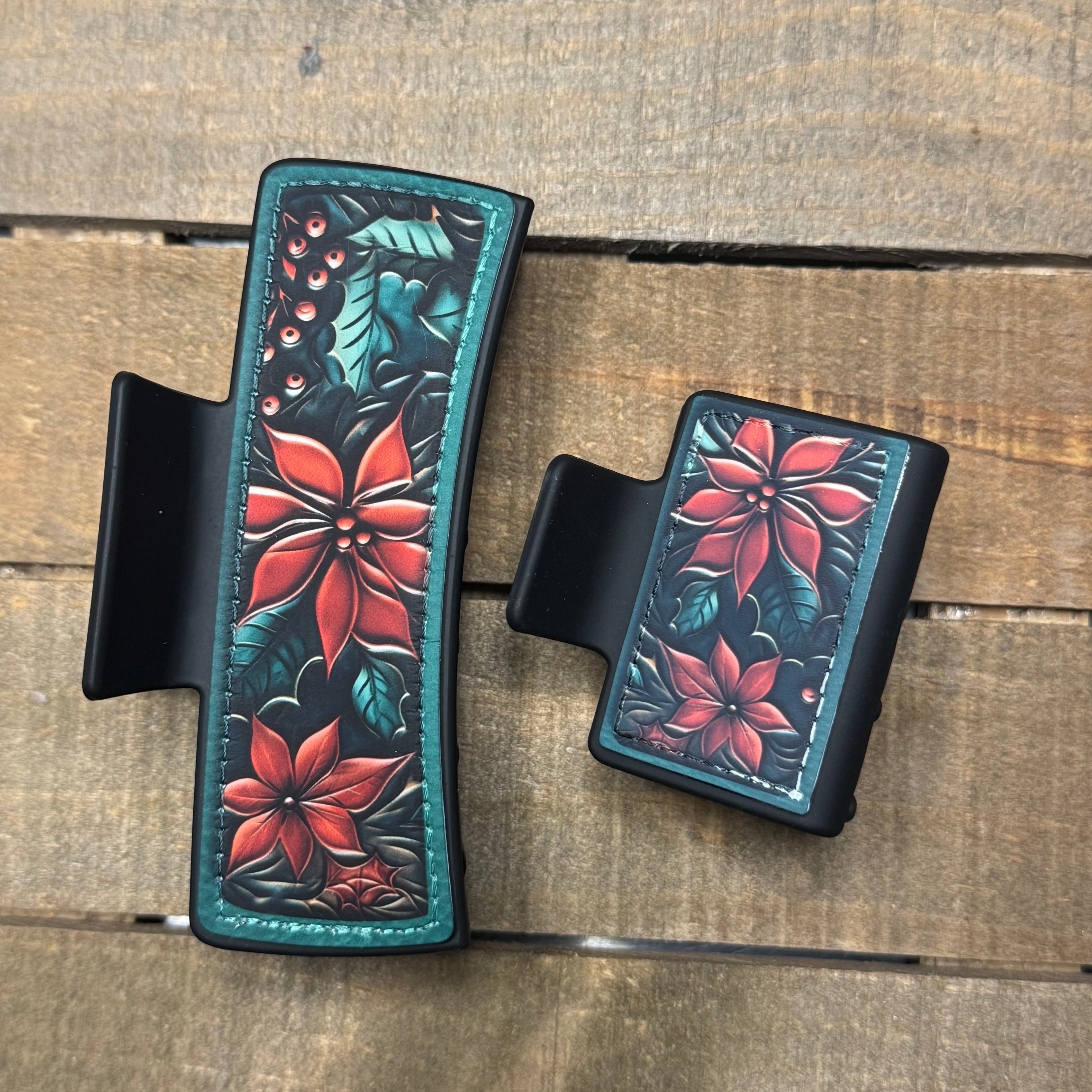 Poinsettia Hair Claw Clip – Festive, Floral & Perfect for the Holidays