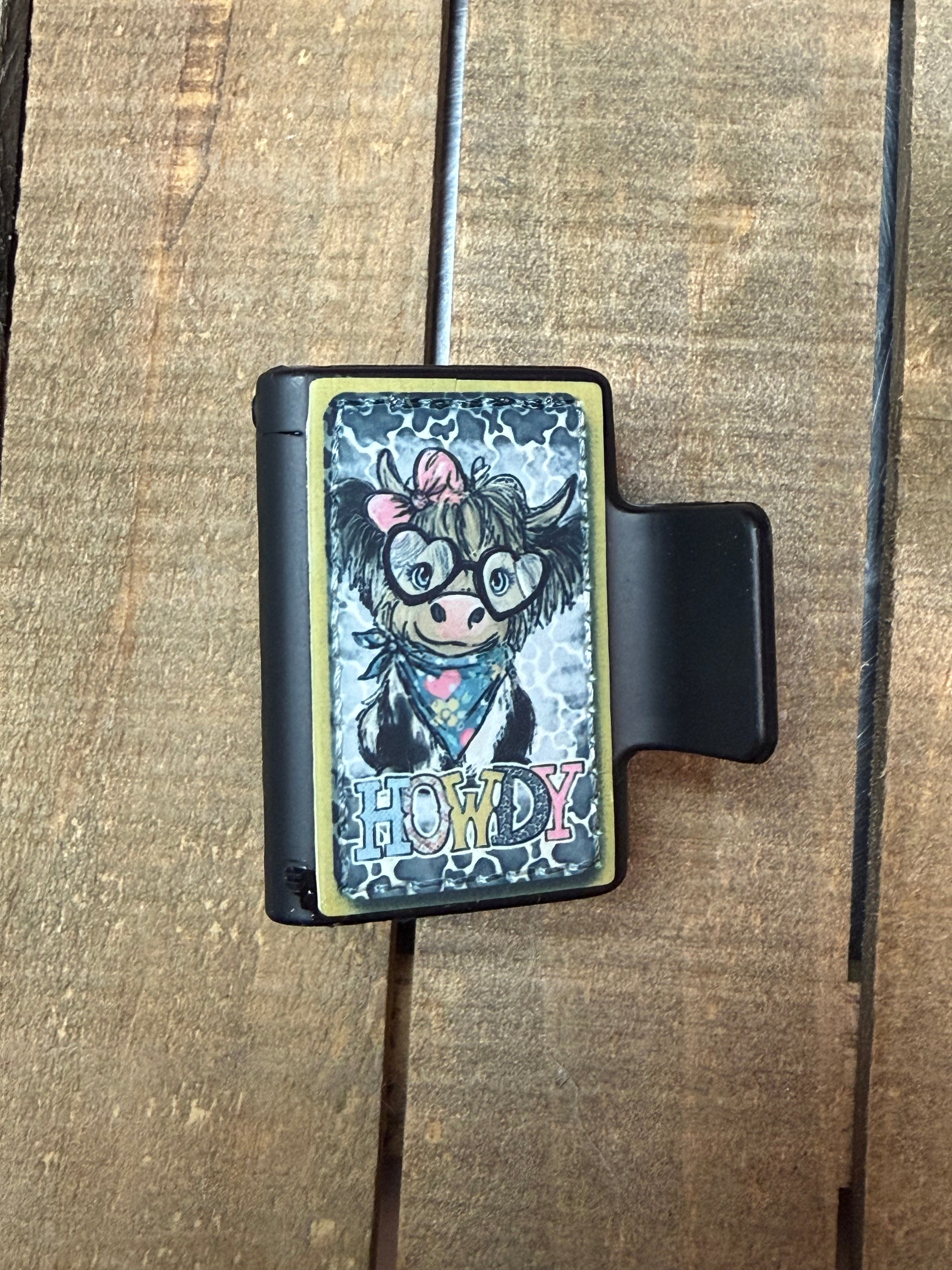 Western Cowgirl “Howdy” Highland Cow Hair Claw Clip