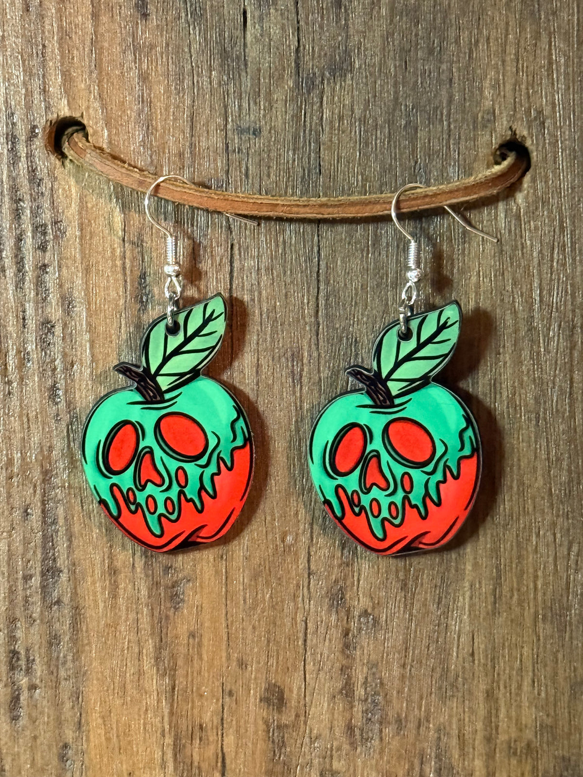 Poison Apple Skull Halloween Earrings