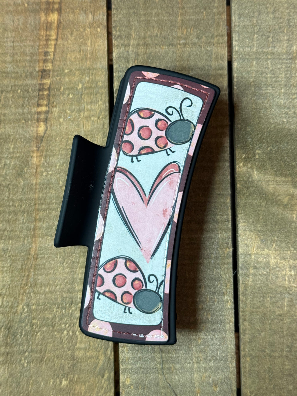 Valentine Ladybug Hair Claw Clip – Cute Red & Black Heart Accessory