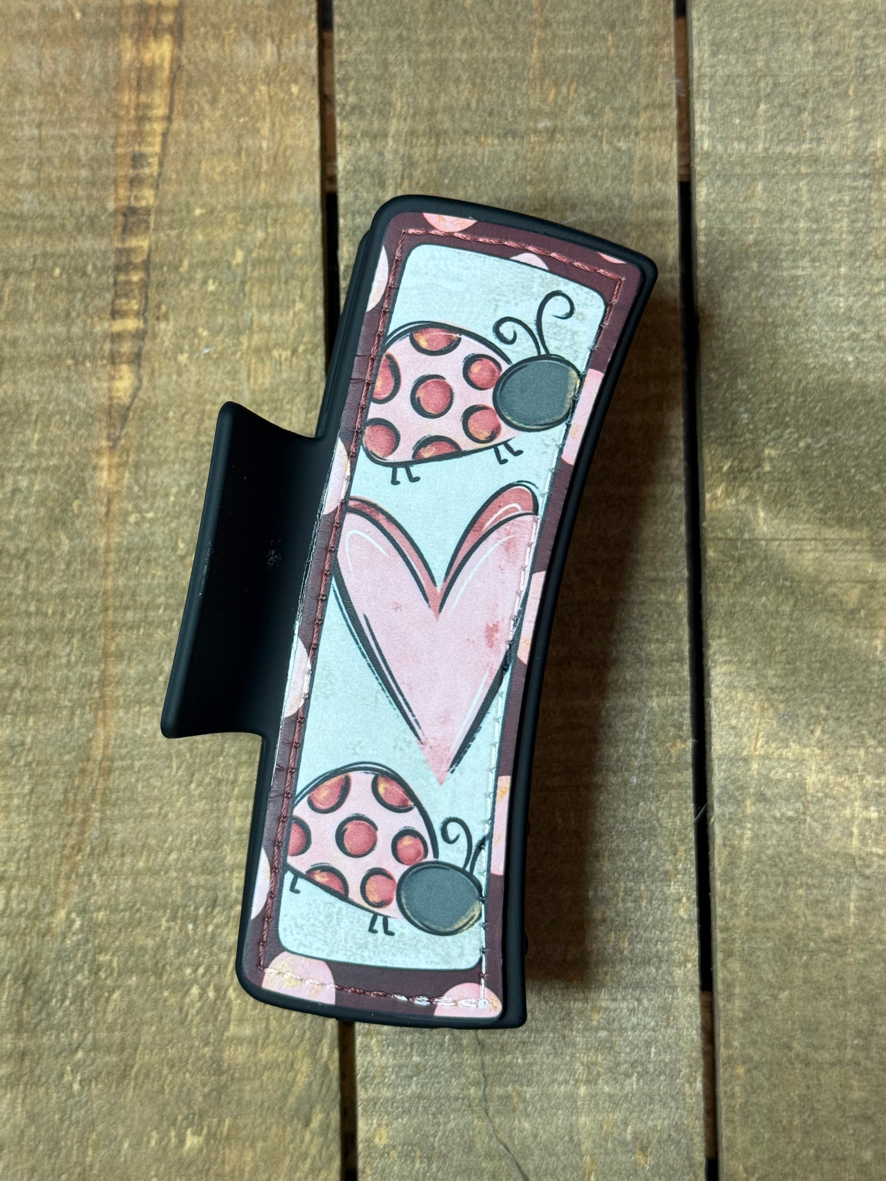 Valentine Ladybug Hair Claw Clip – Cute Red & Black Heart Accessory