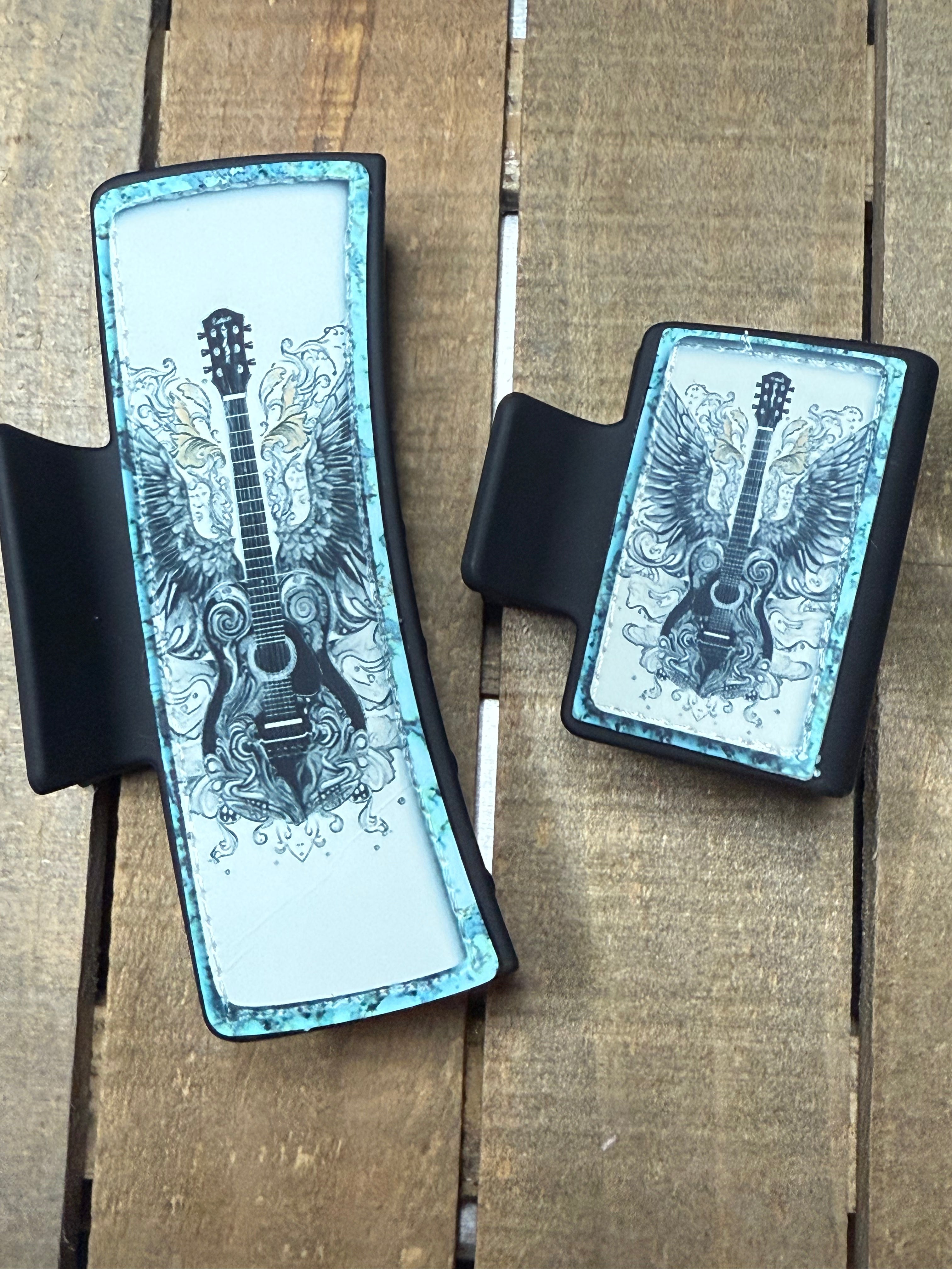 Blue Guitar Hair Claw Clip