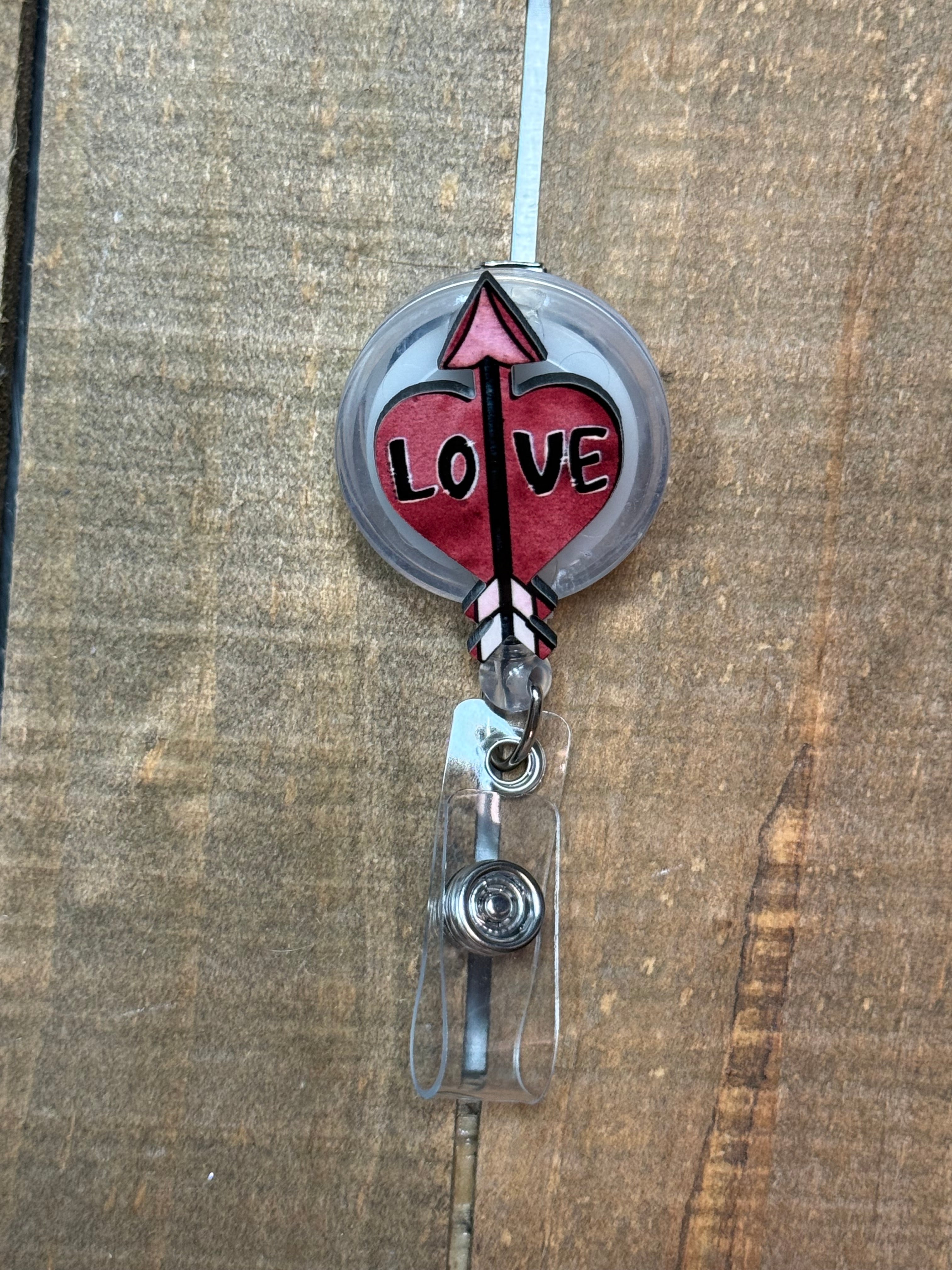 Arrow Heart Badge Reel – Valentine Badge Reel | Retractable ID Holder