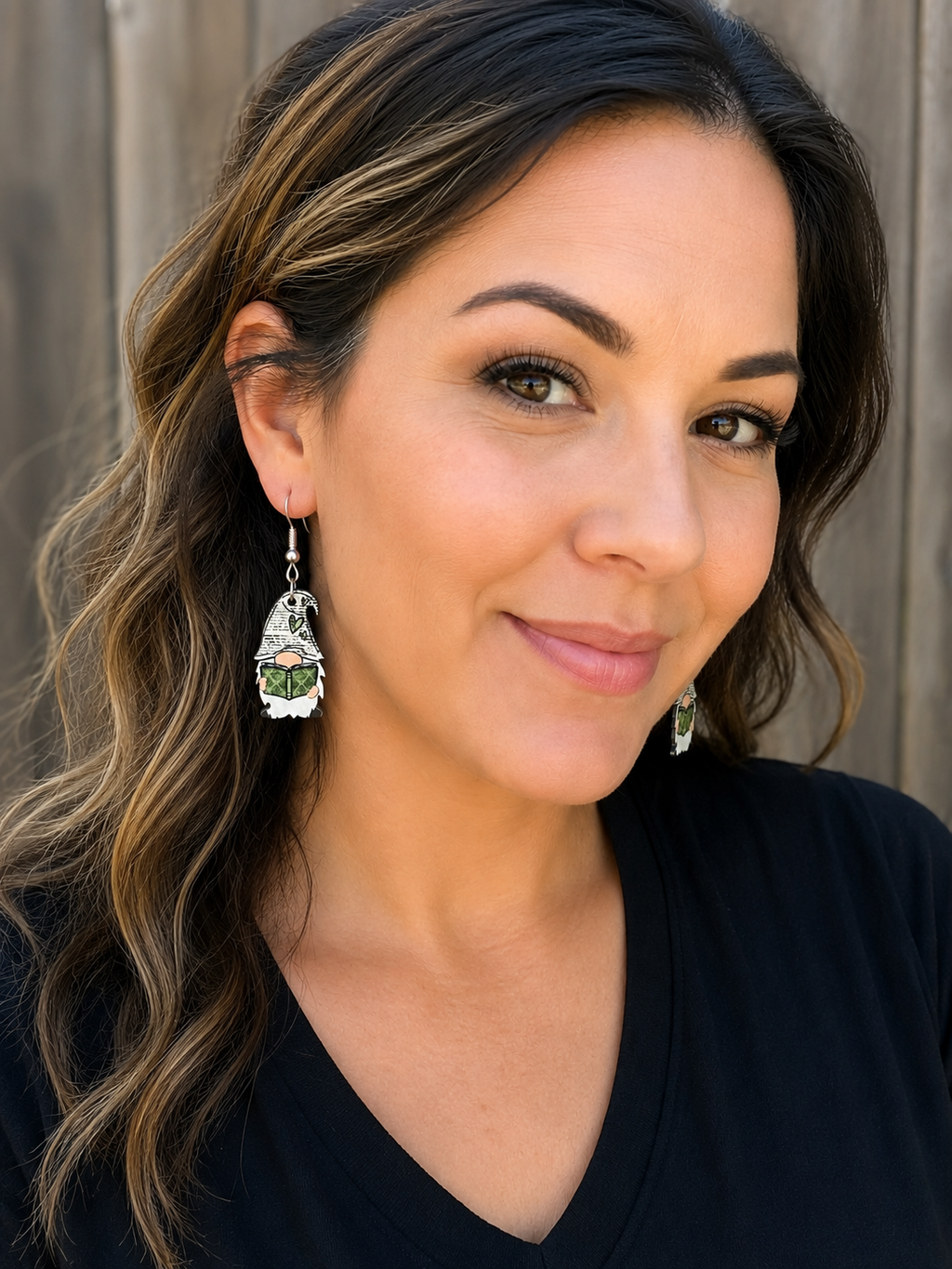 Reading Gnome Wood Dangle Earrings – Book Lover Earrings