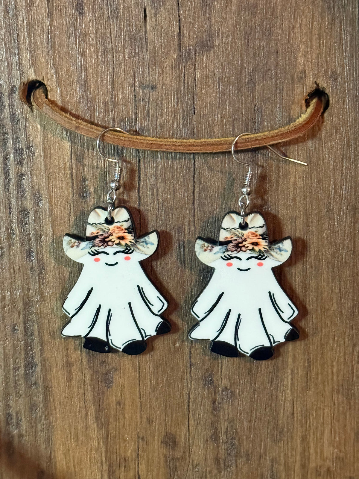Western Cowgirl Ghost Halloween Earrings