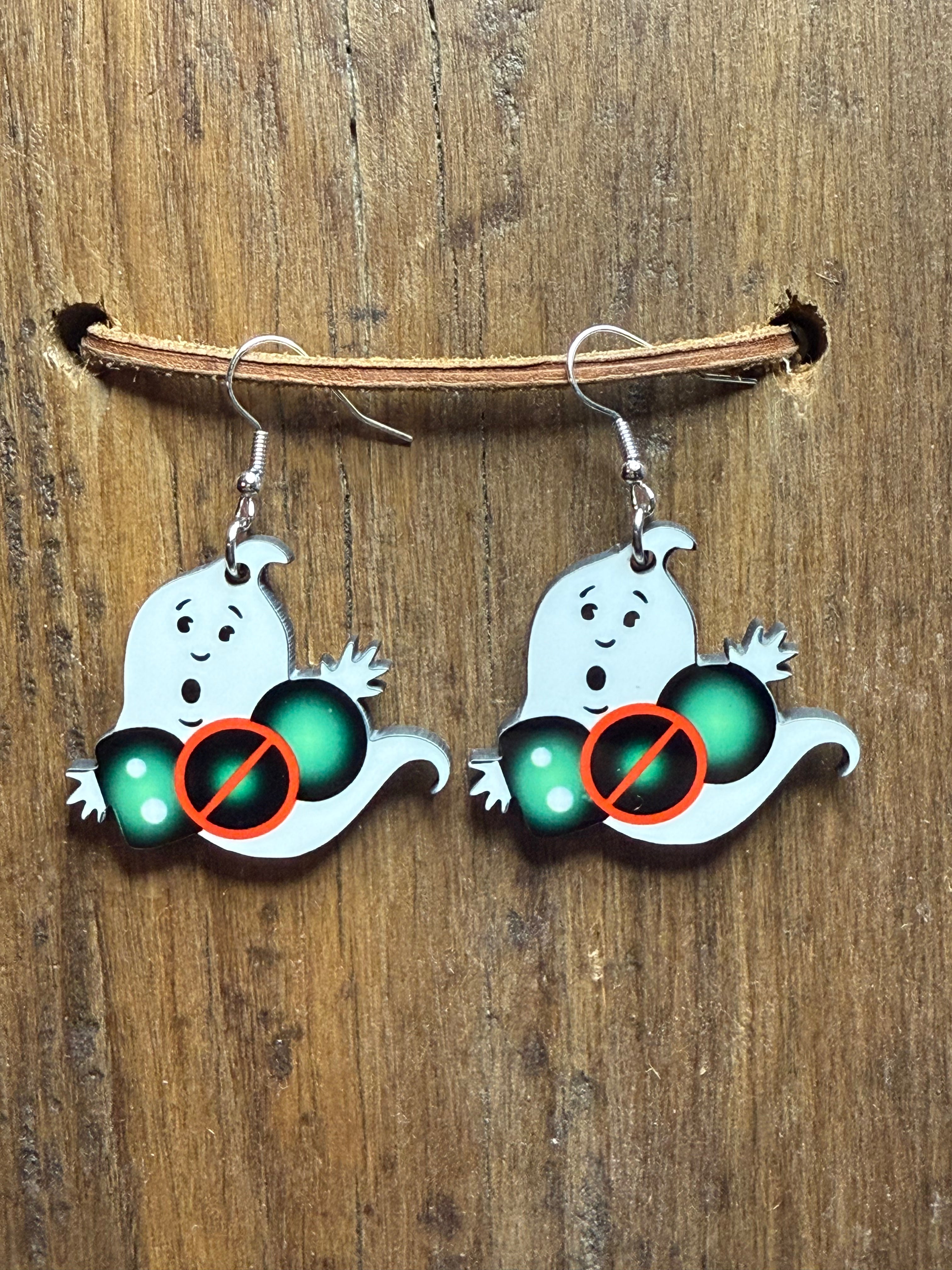 Ghostbusters Ghost Wood Earrings