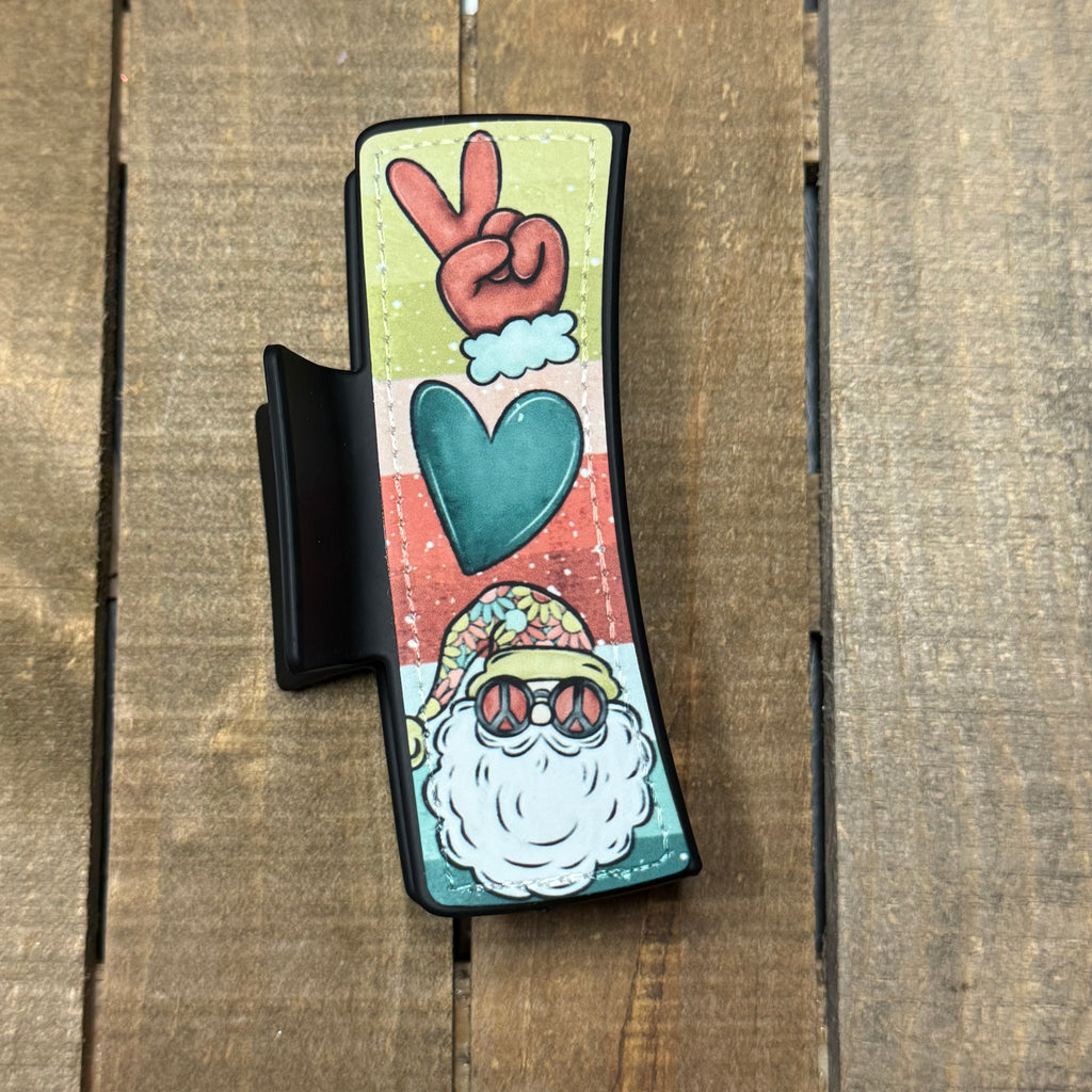 Peace & Love Santa Hair Claw Clip