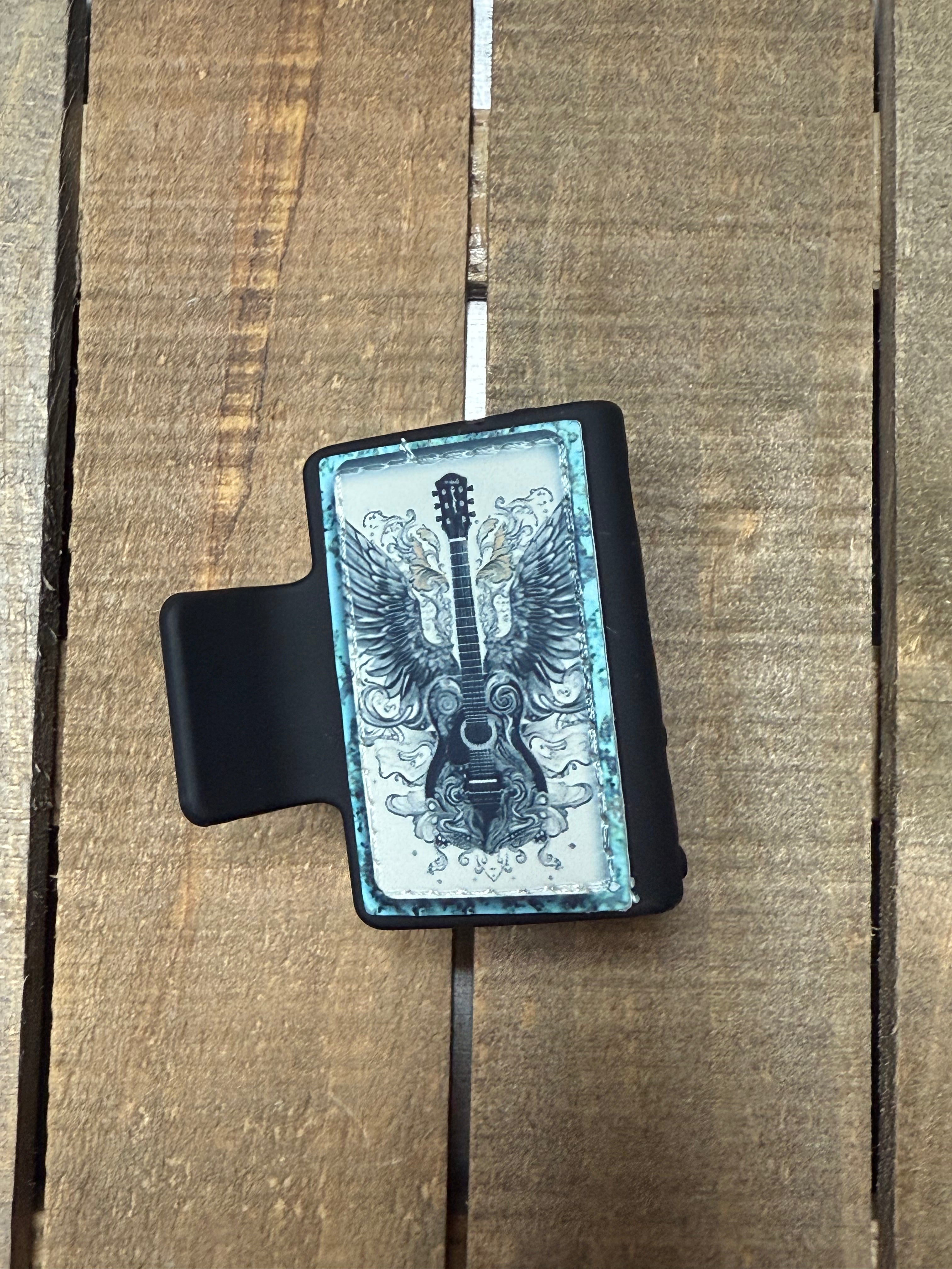 Blue Guitar Hair Claw Clip