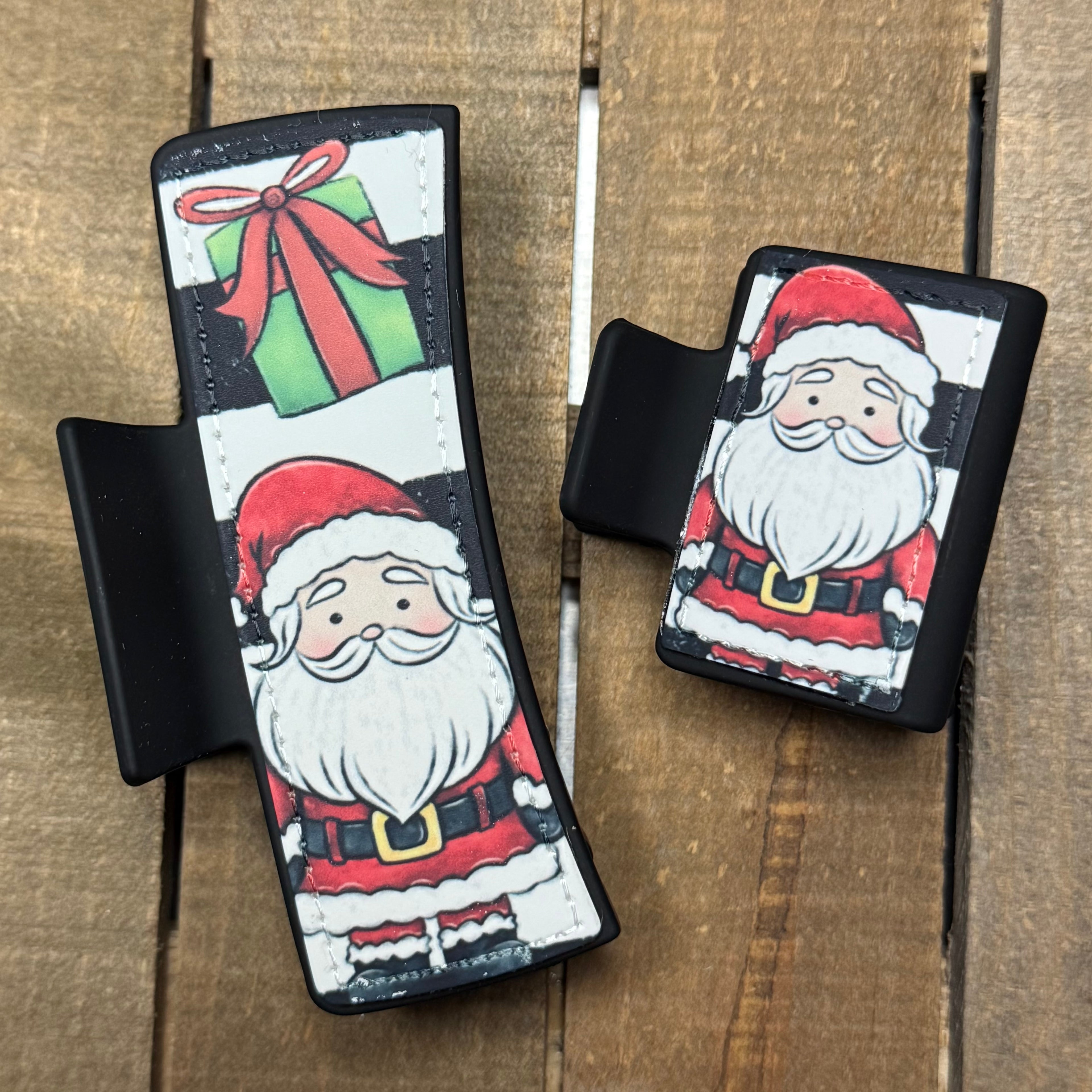Stripe Santa Hair Claw Clip