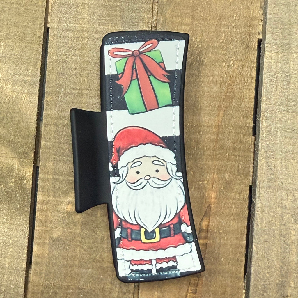 Stripe Santa Hair Claw Clip