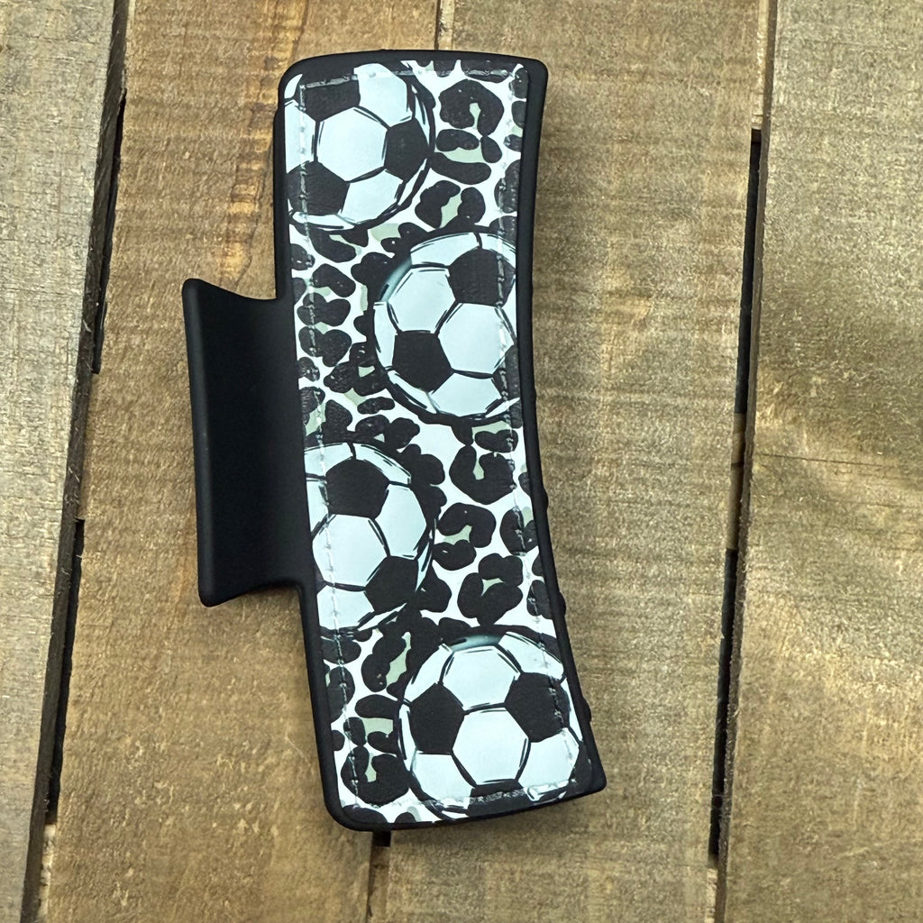 Soccer Ball with Cheetah Hair Claw Clip