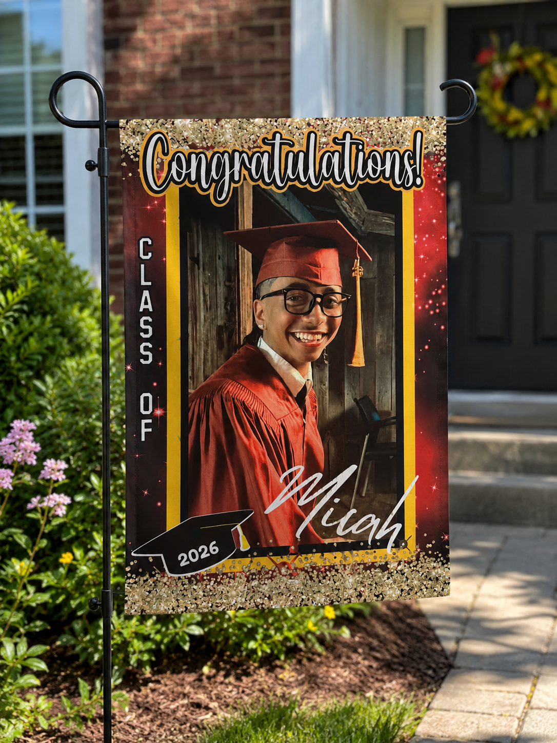 🎓 Custom Graduation Garden Flag – Add Photo & Name