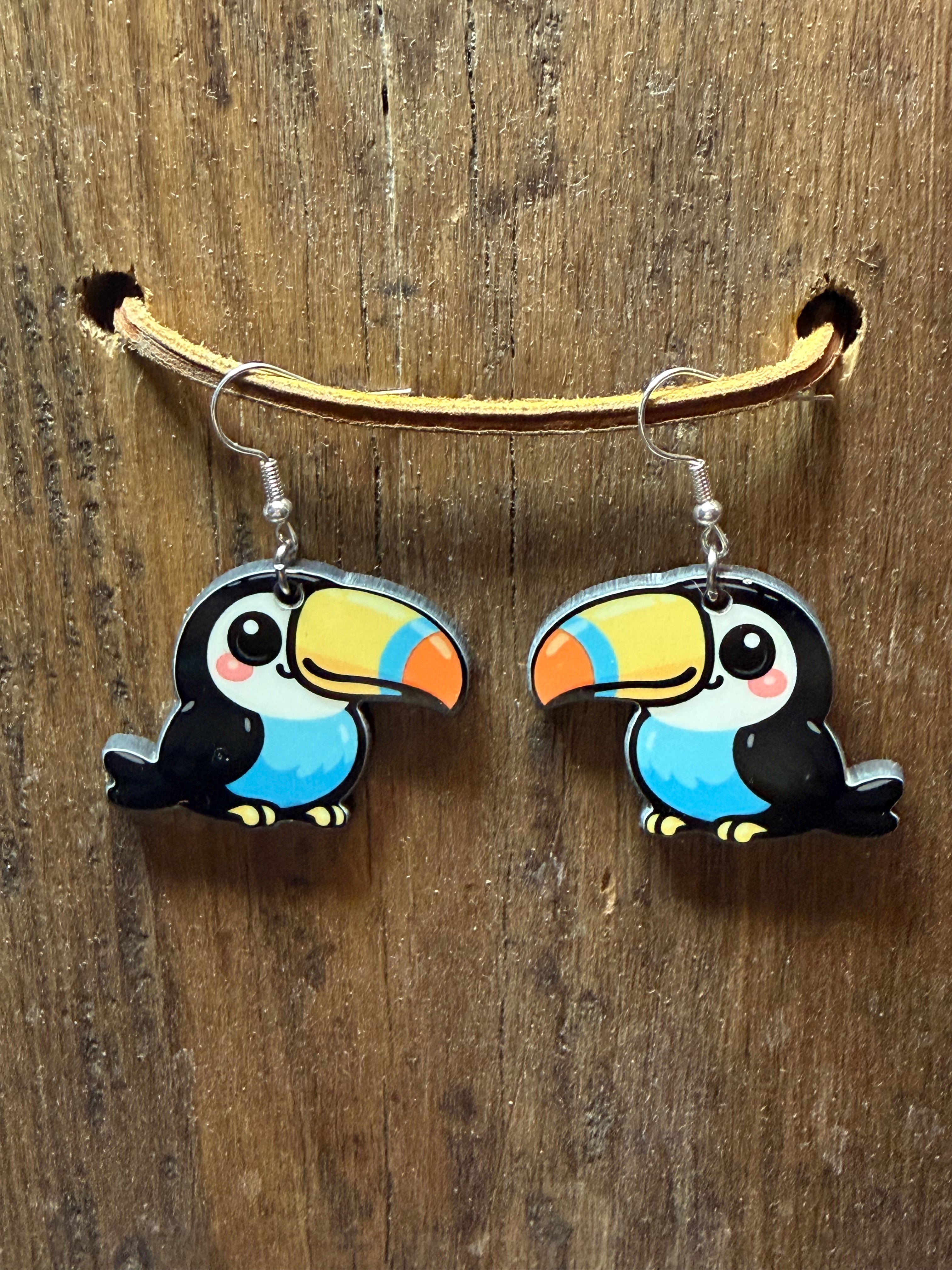 Toucan Wood Earrings – Nickel Free Hooks