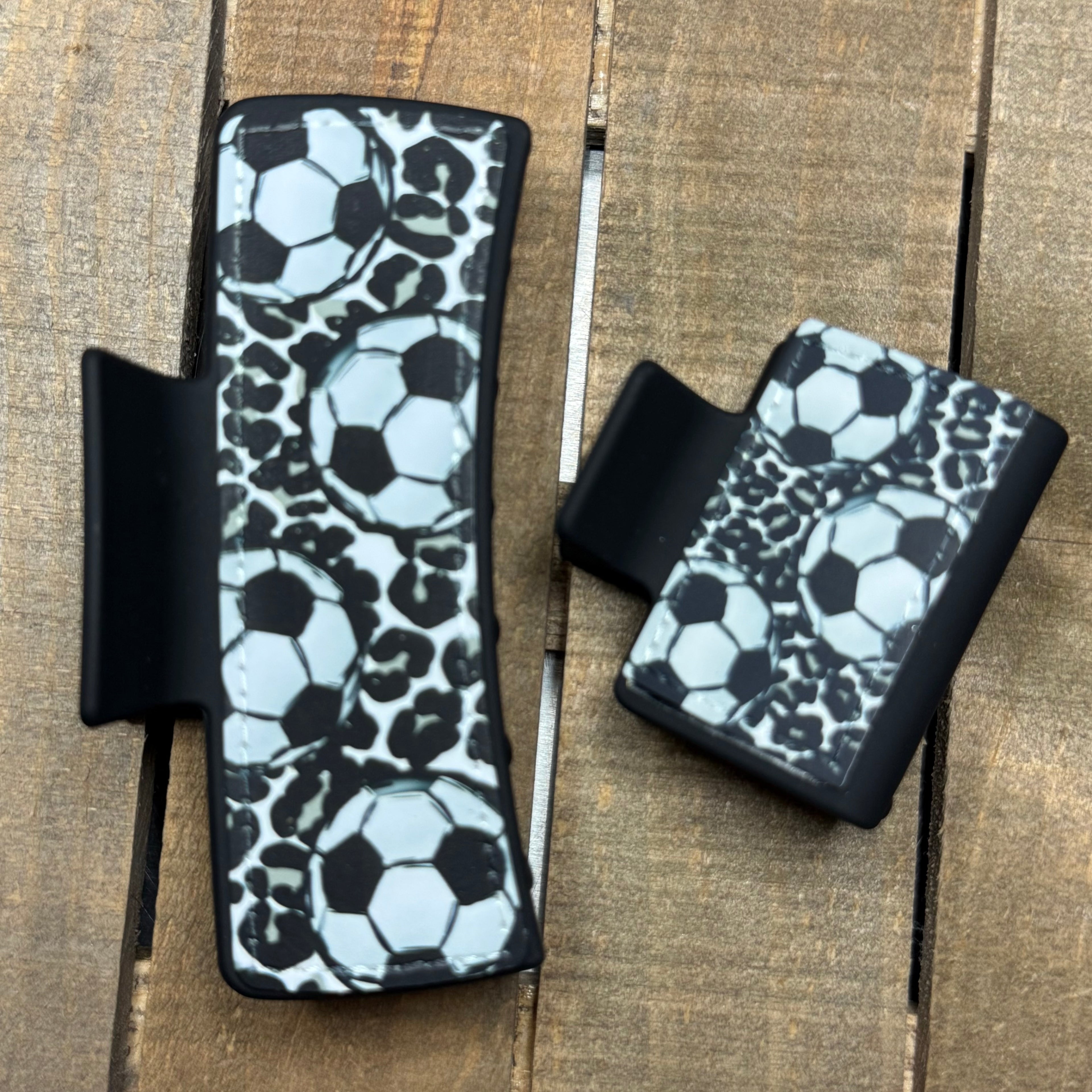 Soccer Ball with Cheetah Hair Claw Clip