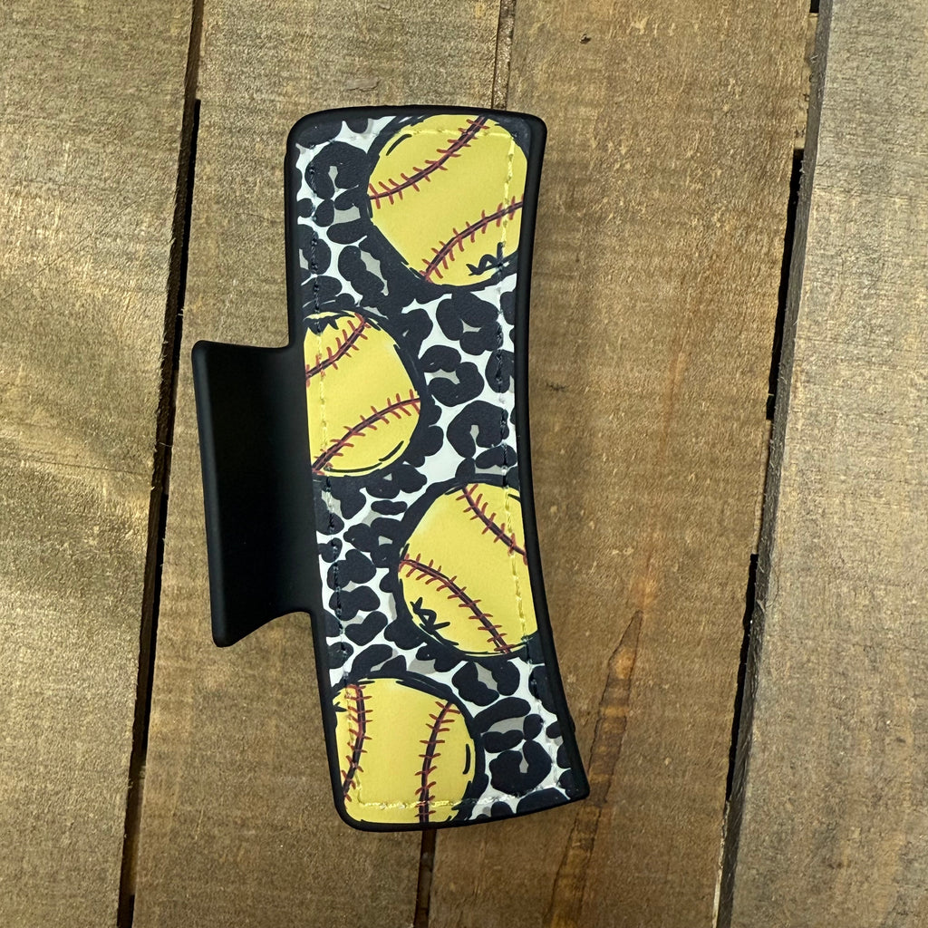 Cheetah Print Softball Hair Claw Clip — Stylish & Secure Grip for Game Day & Everyday