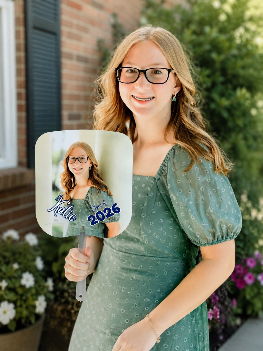 Personalized Graduation Hand Fan – Double-Sided PET Plastic Fan with Photo & Custom Name
