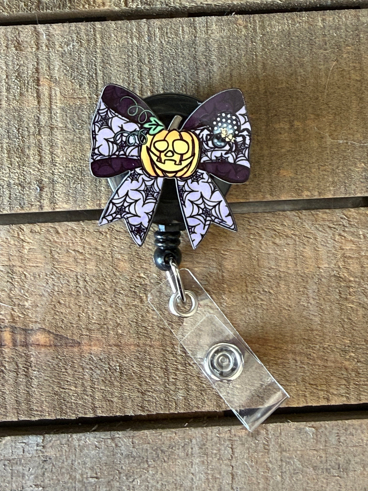 Halloween Pumpkin Bow Badge Reel