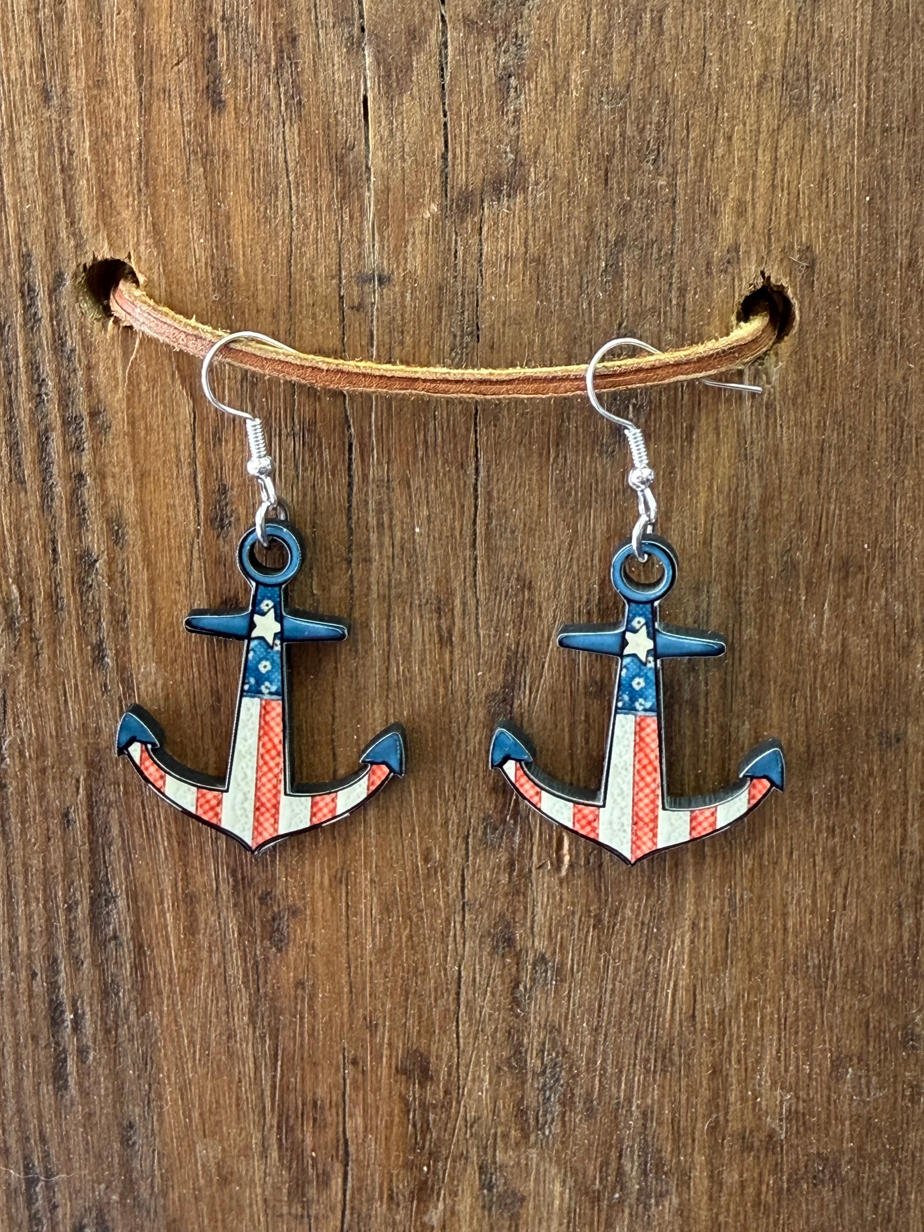 Patriotic Anchor Earrings
