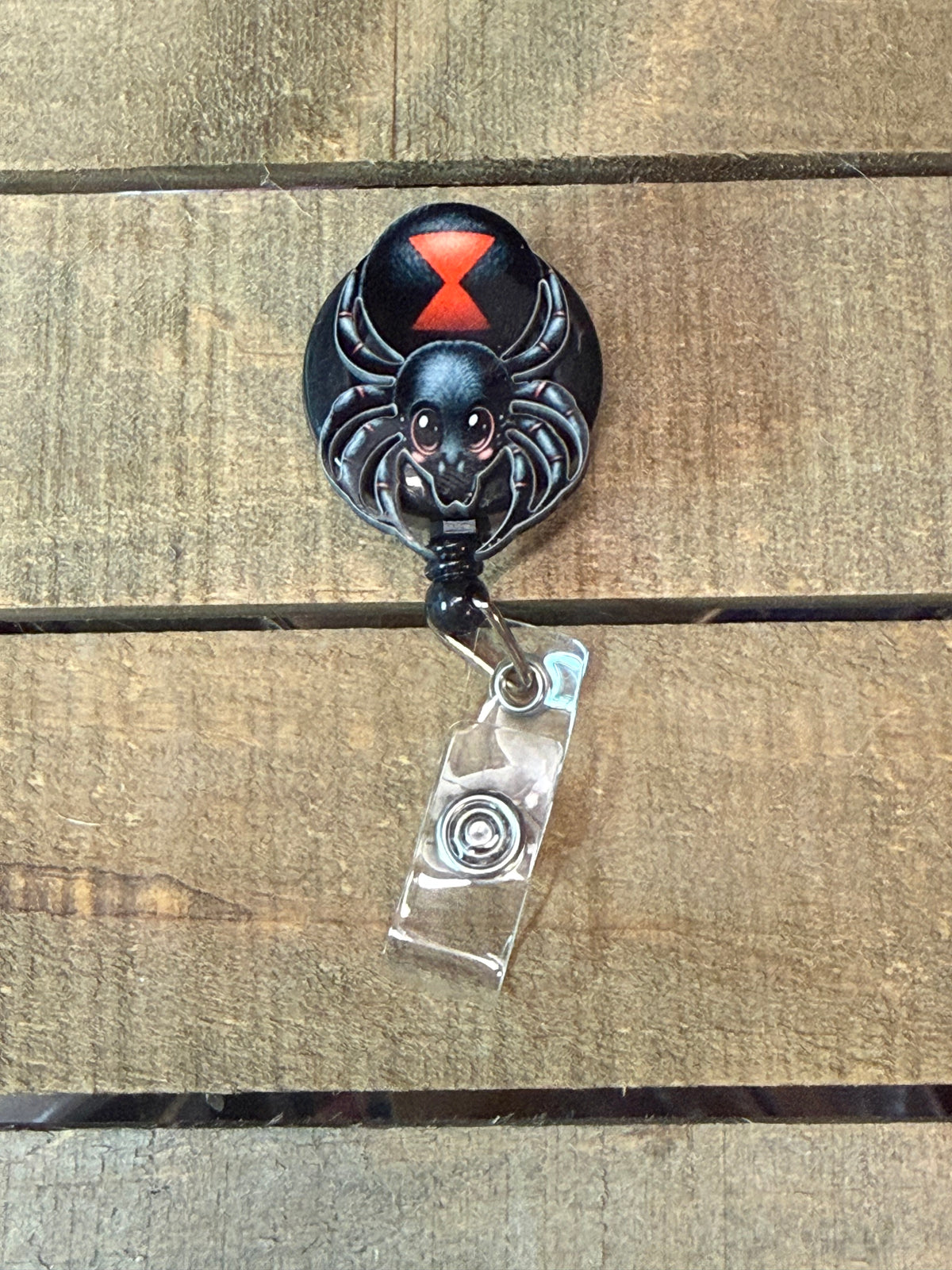 Black Widow Spider Badge Reel
