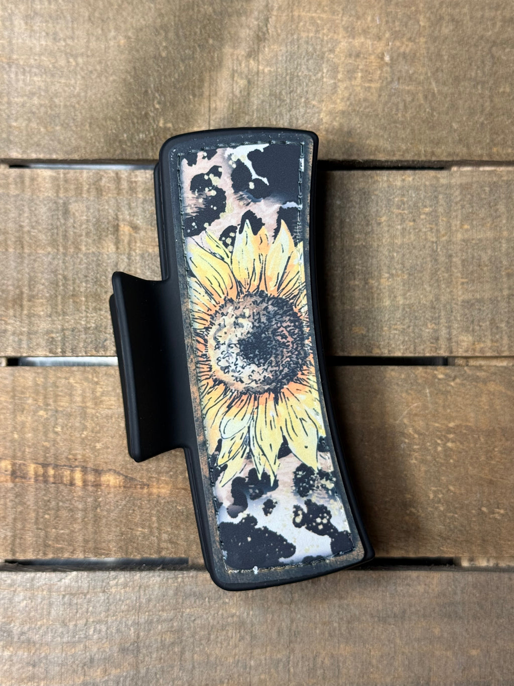 Sunflower & Cheetah Print Hair Claw Clip