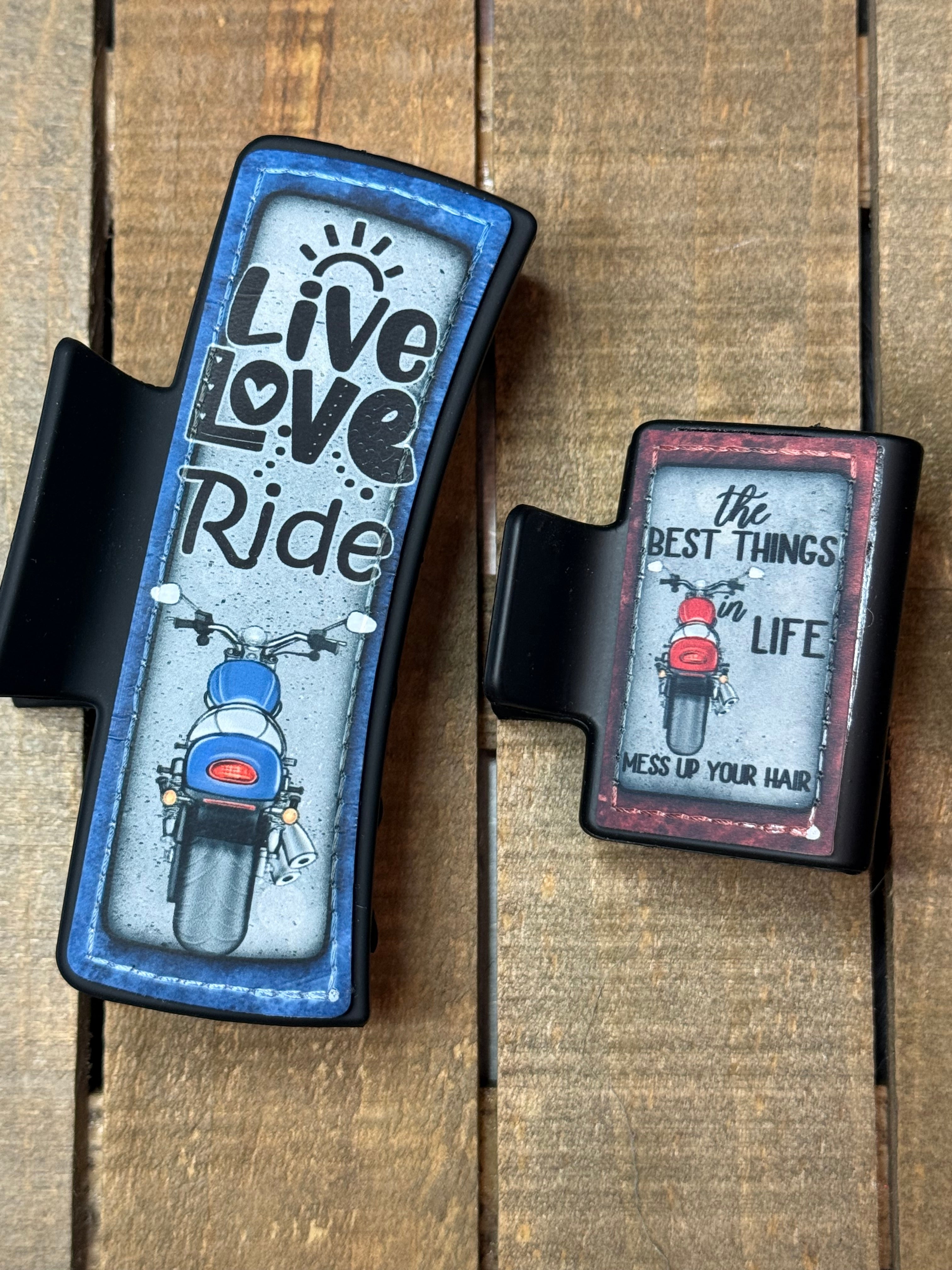 Live Love Ride Hair Claw Clip – Biker Chic Hair Accessory