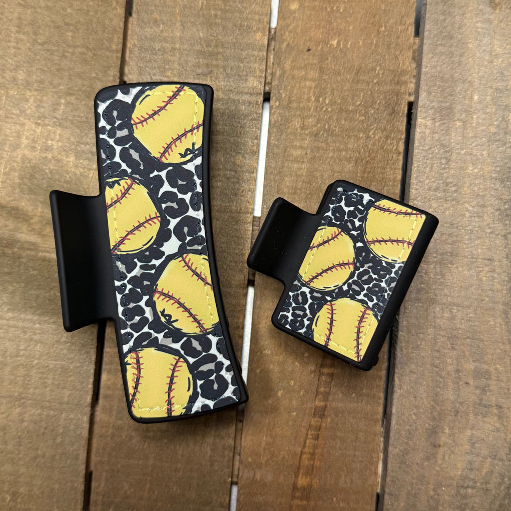 Cheetah Print Softball Hair Claw Clip — Stylish & Secure Grip for Game Day & Everyday