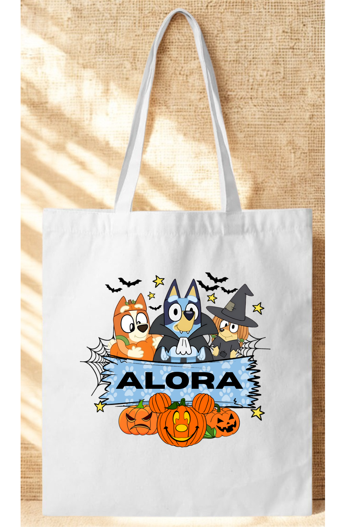 Bluey Themed Halloween Custom Tote Bags