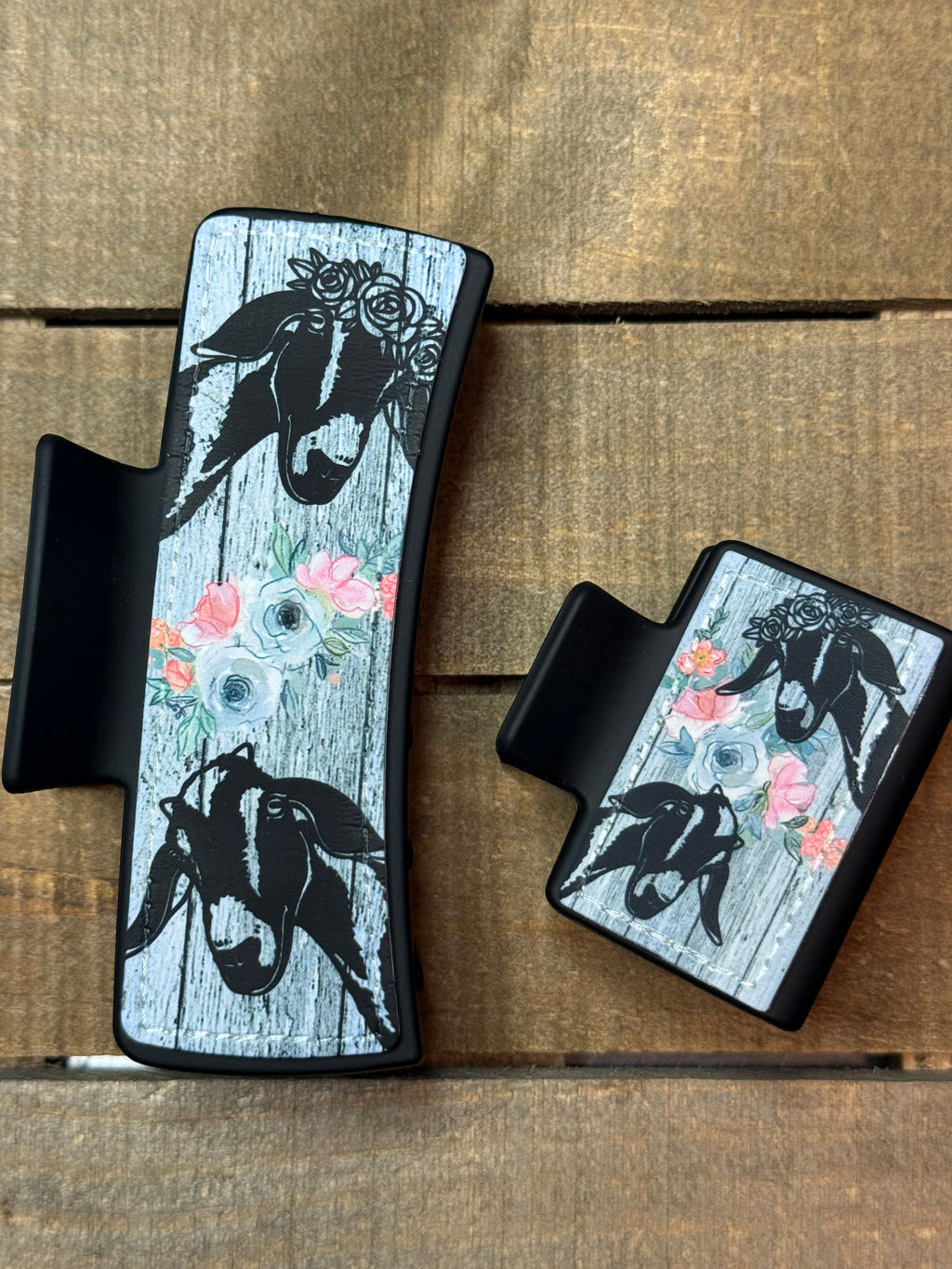 Floral Goat Hair Claw Clip – Rustic Western Farm Hair Accessory