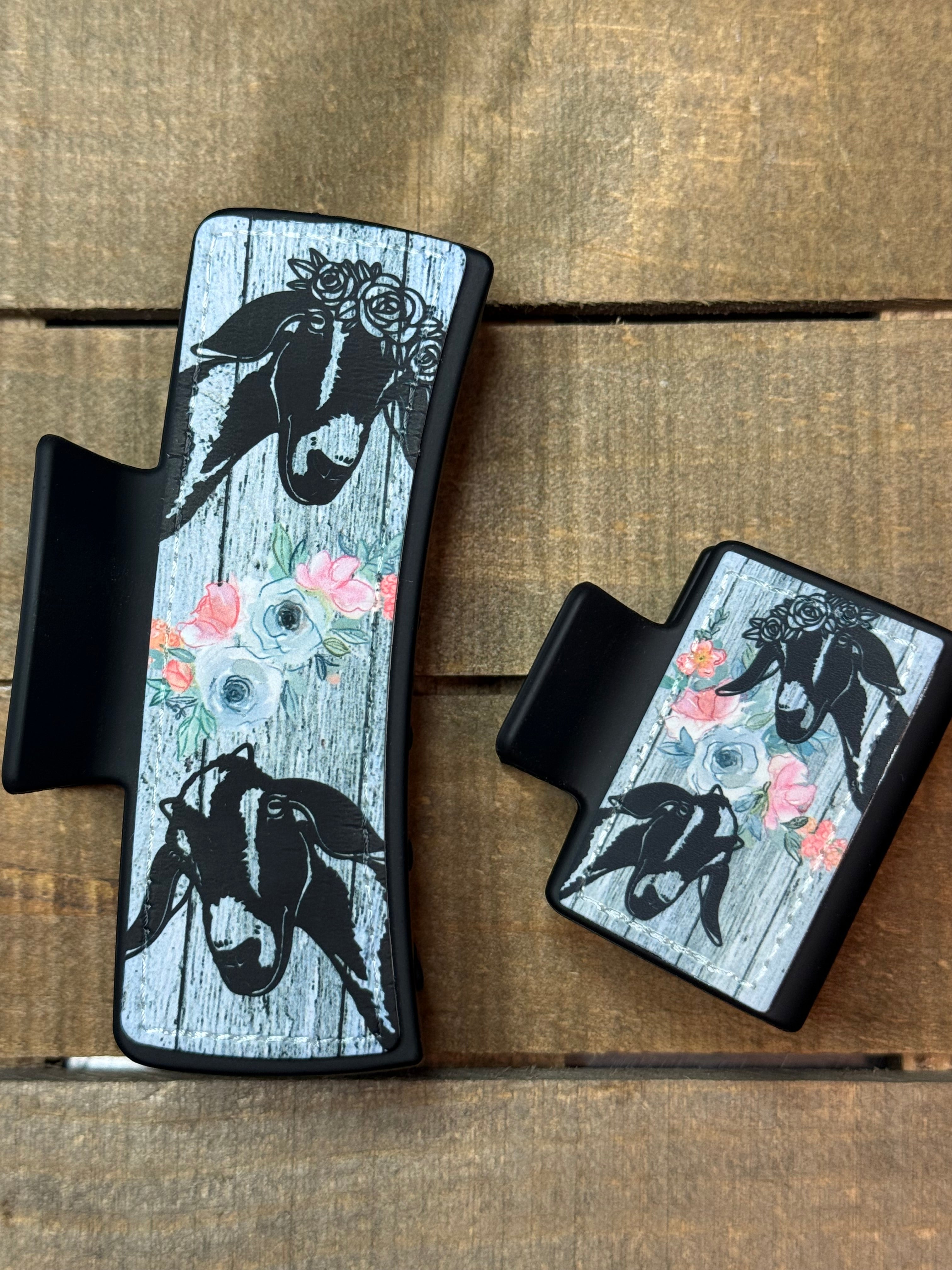 Floral Goat Hair Claw Clip – Rustic Western Farm Hair Accessory