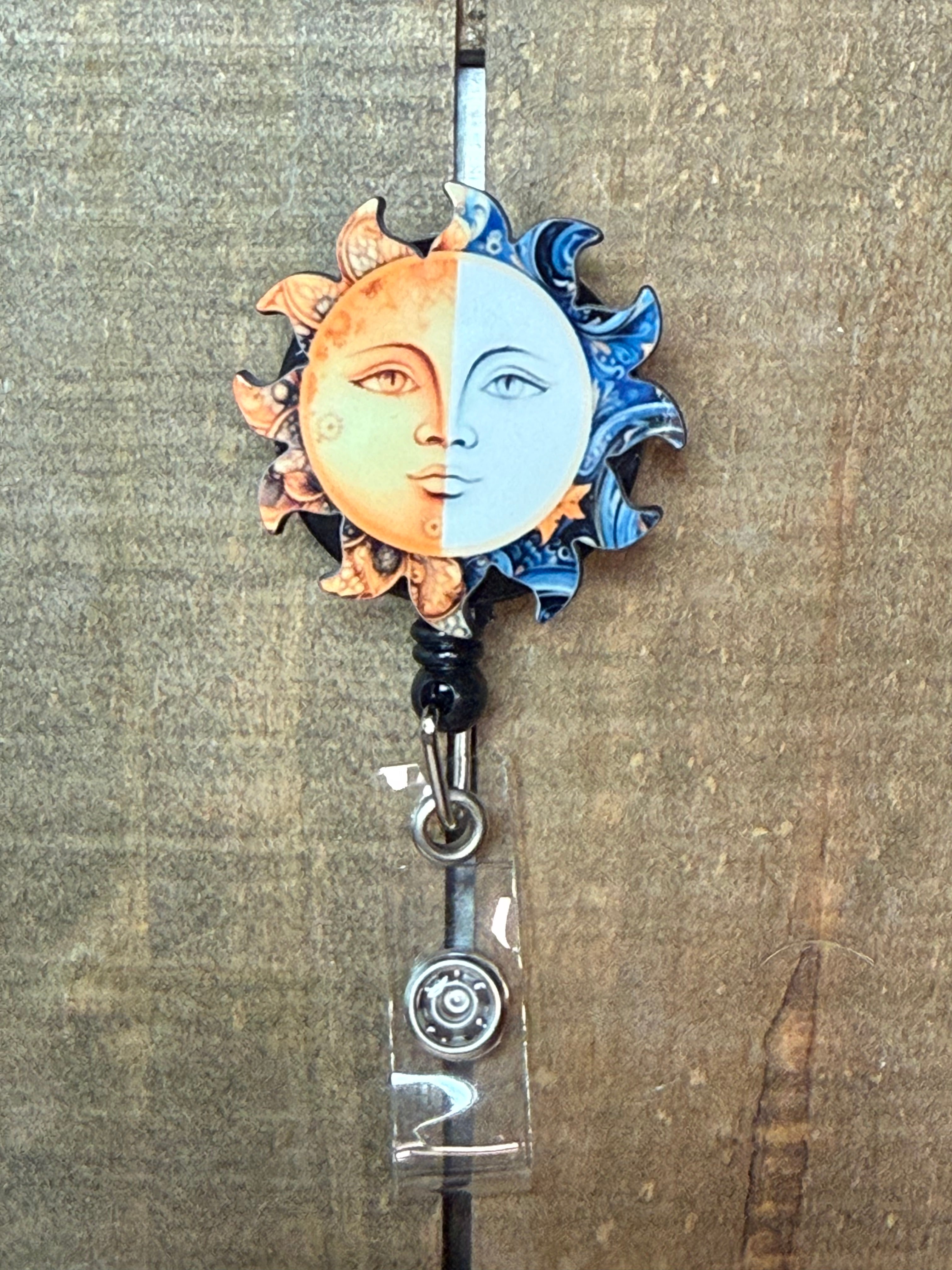 Sun & Moon Celestial Badge Reel – Retractable ID Holder
