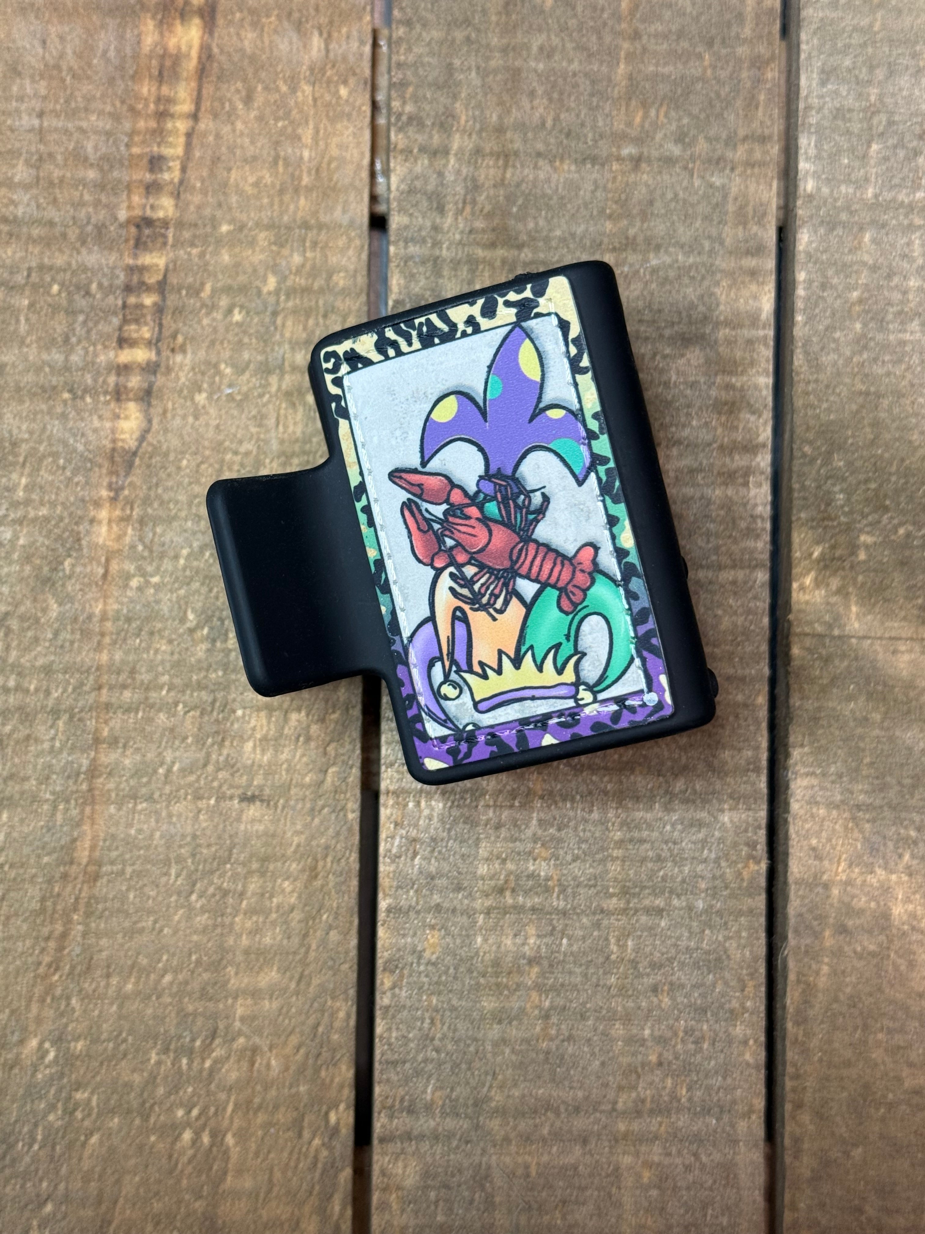 Mardi Gras Gnome Hair Claw Clip – St. Patrick’s Green & Purple Festival Hair Accessory