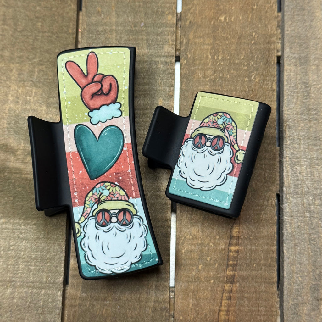 Peace & Love Santa Hair Claw Clip