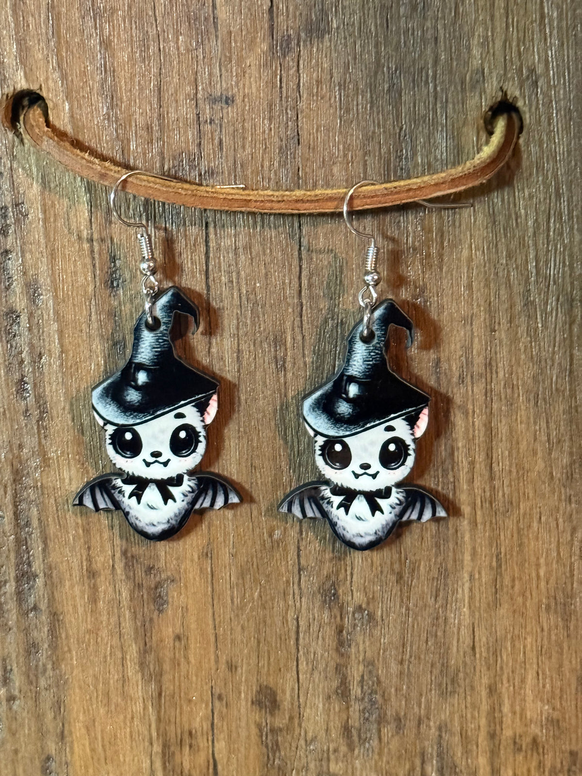 Cute Witch Bat Halloween Dangle Earrings | Spooky Earrings