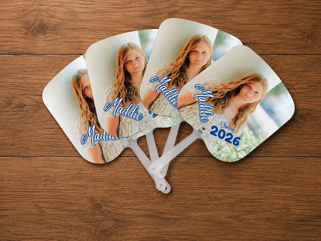 Personalized Graduation Hand Fan – Double-Sided PET Plastic Fan with Photo & Custom Name
