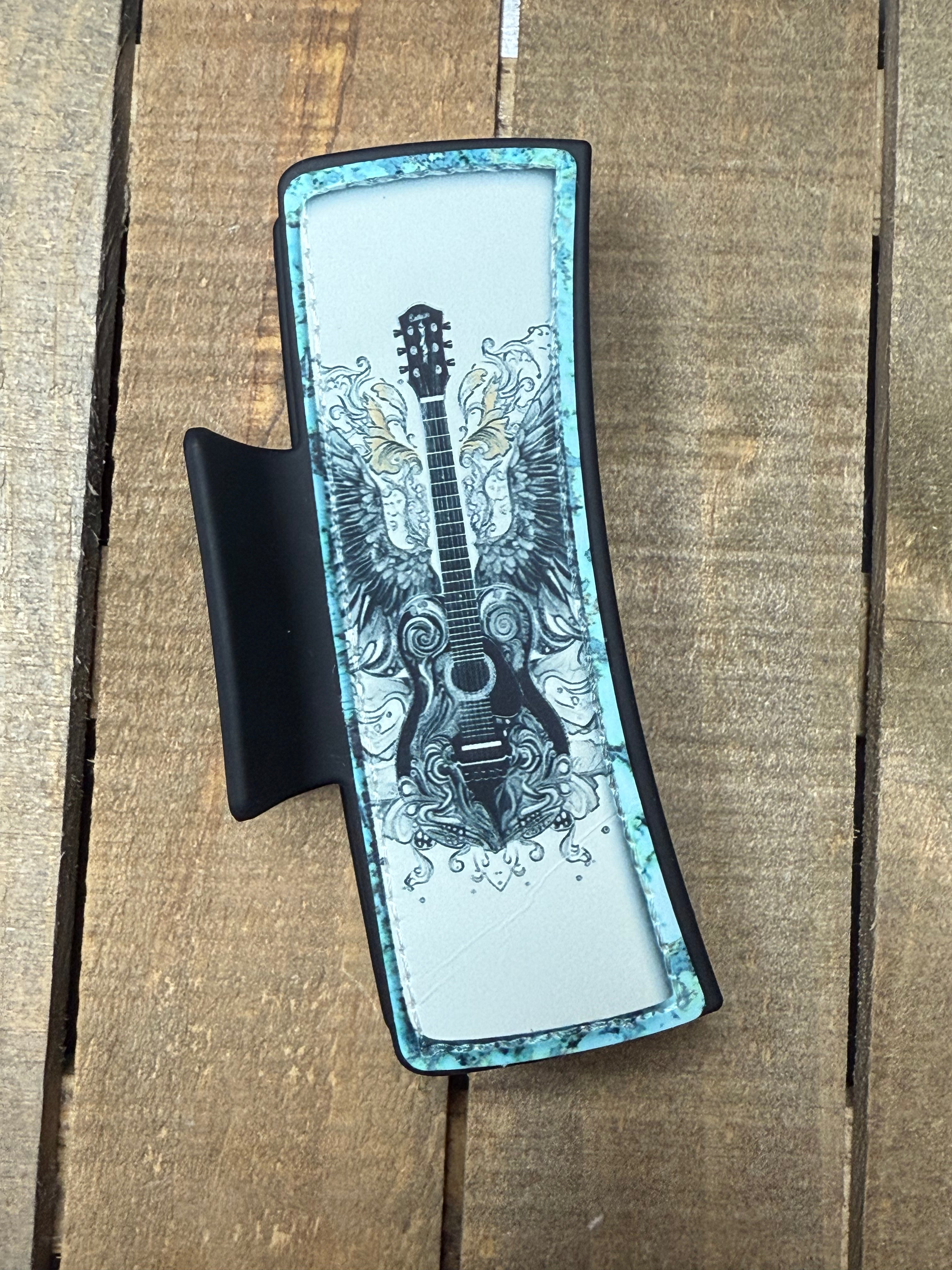 Blue Guitar Hair Claw Clip