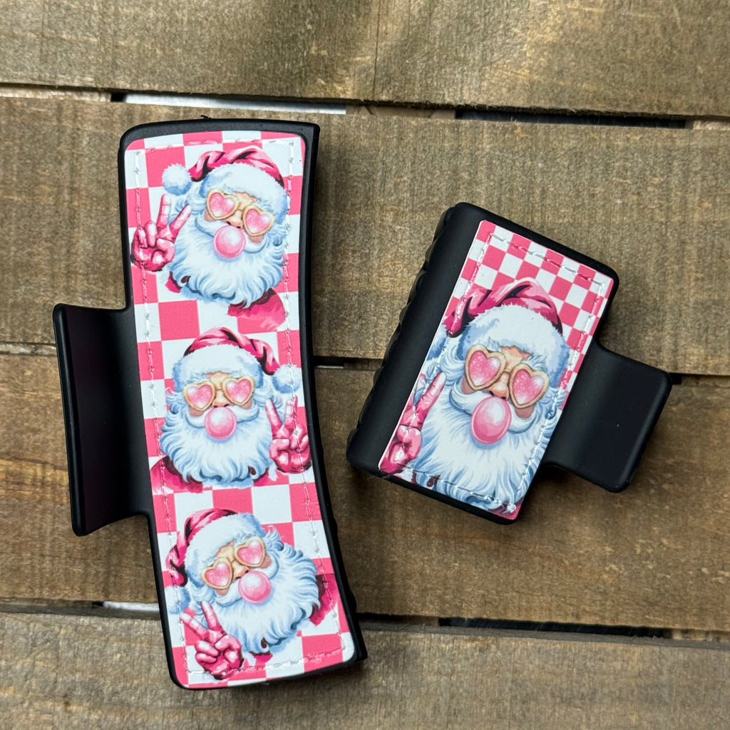 Bubble Gum Santa Hair Claw Clip