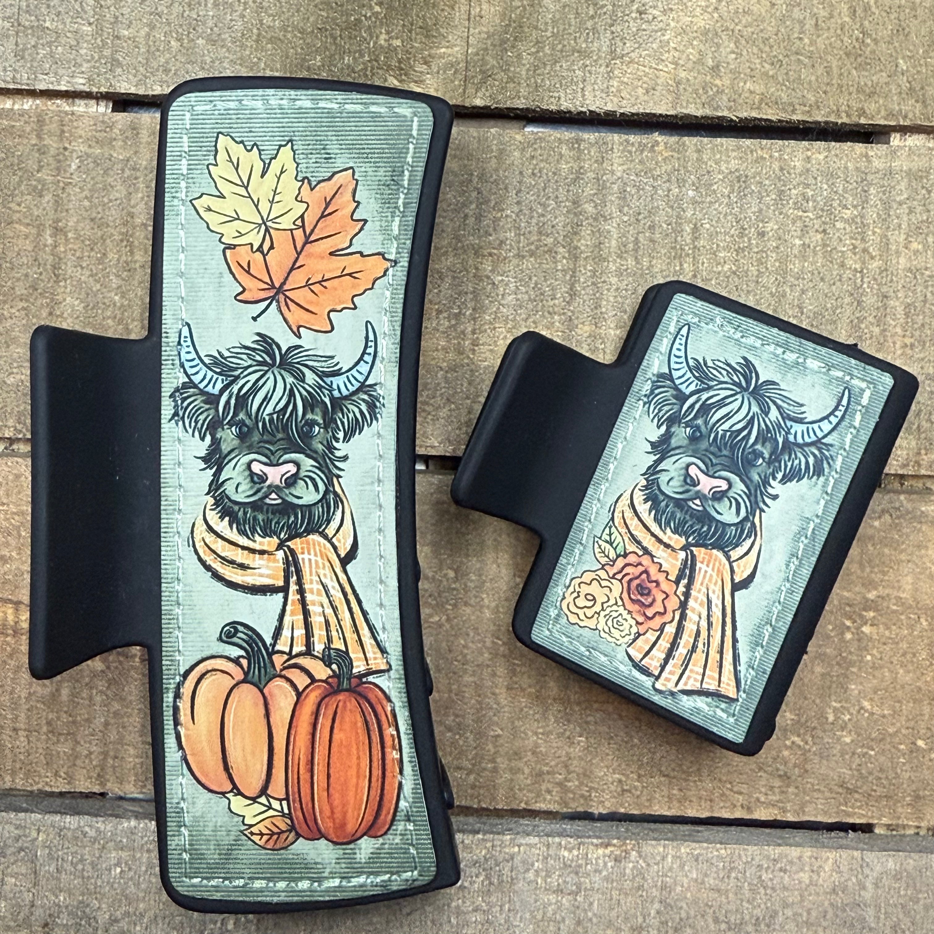 Fall Highland Cow Hair Claw Clip
