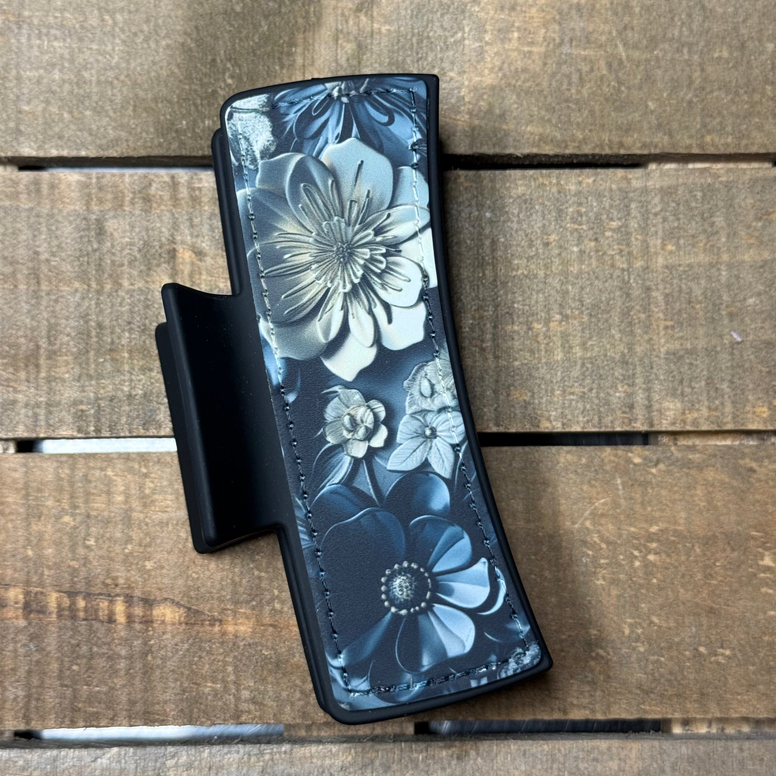 Dark Floral Hair Claw Clip