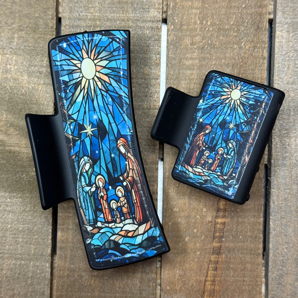 Nativity Hair Claw Clip – Christmas Claw Clip – Religious Holiday Accessory