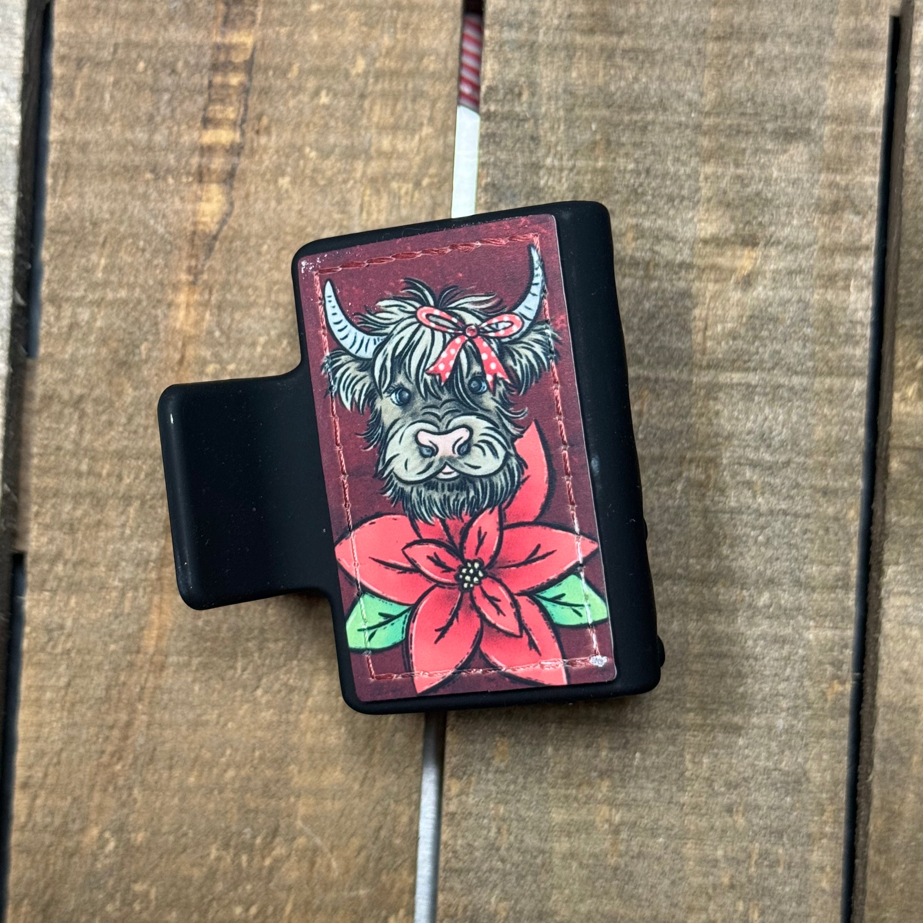 Highland Cow Christmas Hair Claw Clip