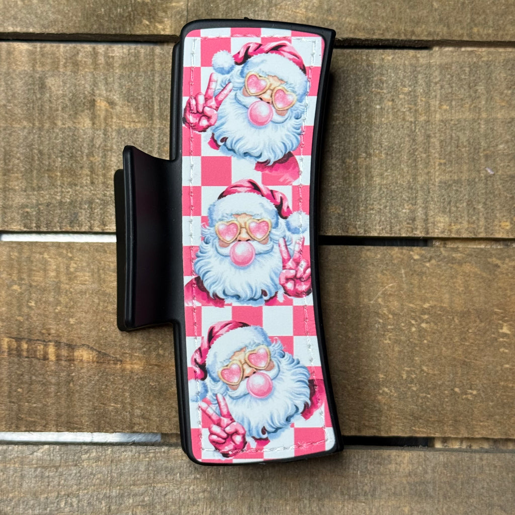 Bubble Gum Santa Hair Claw Clip
