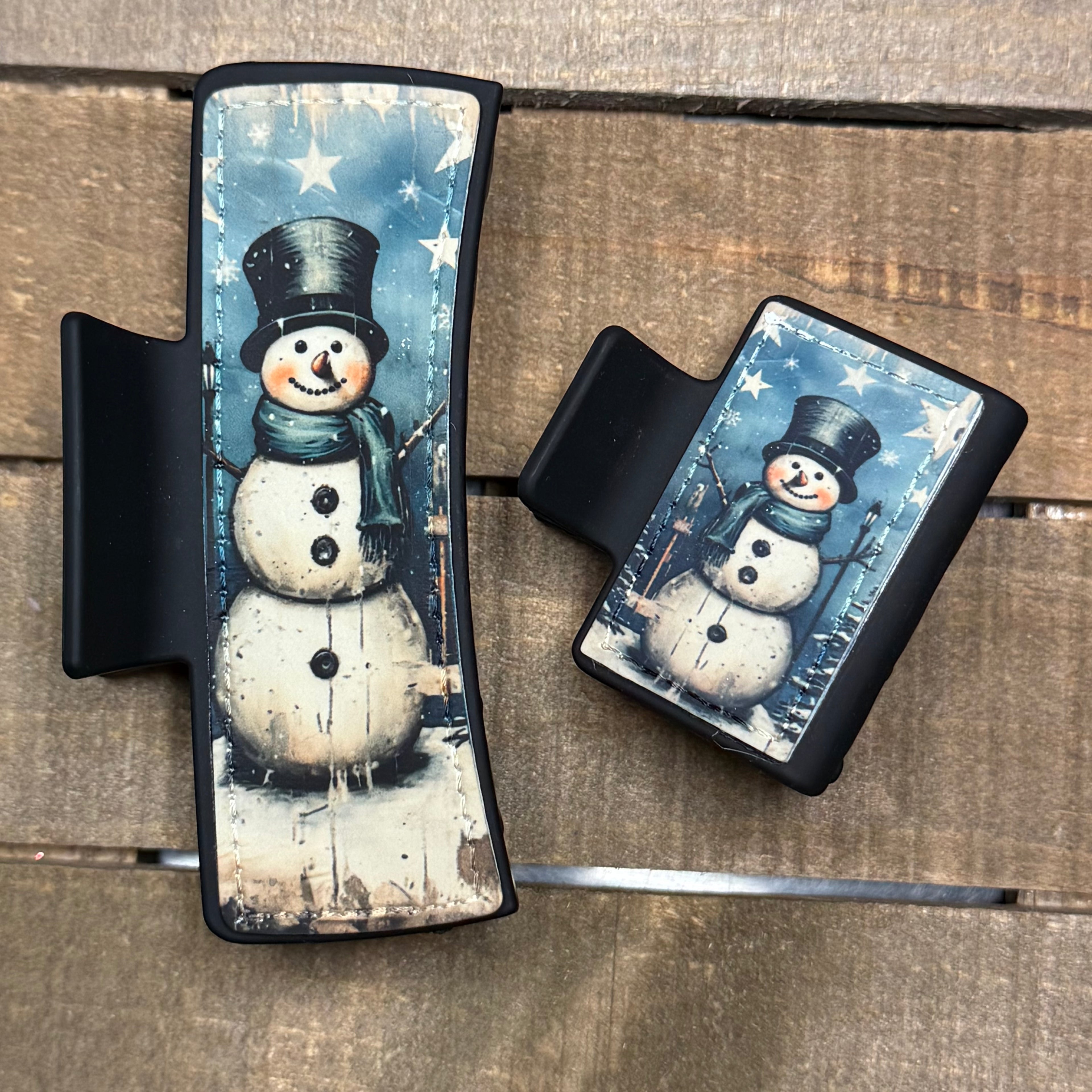 Snowman Hair Claw Clip