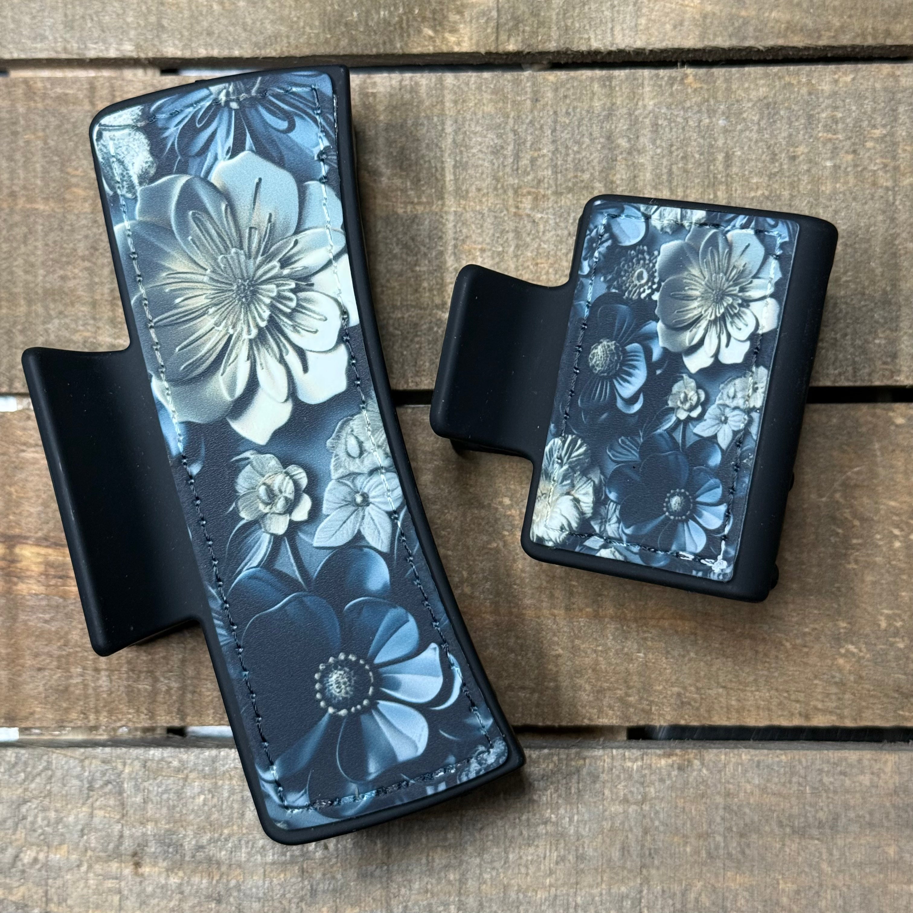 Dark Floral Hair Claw Clip