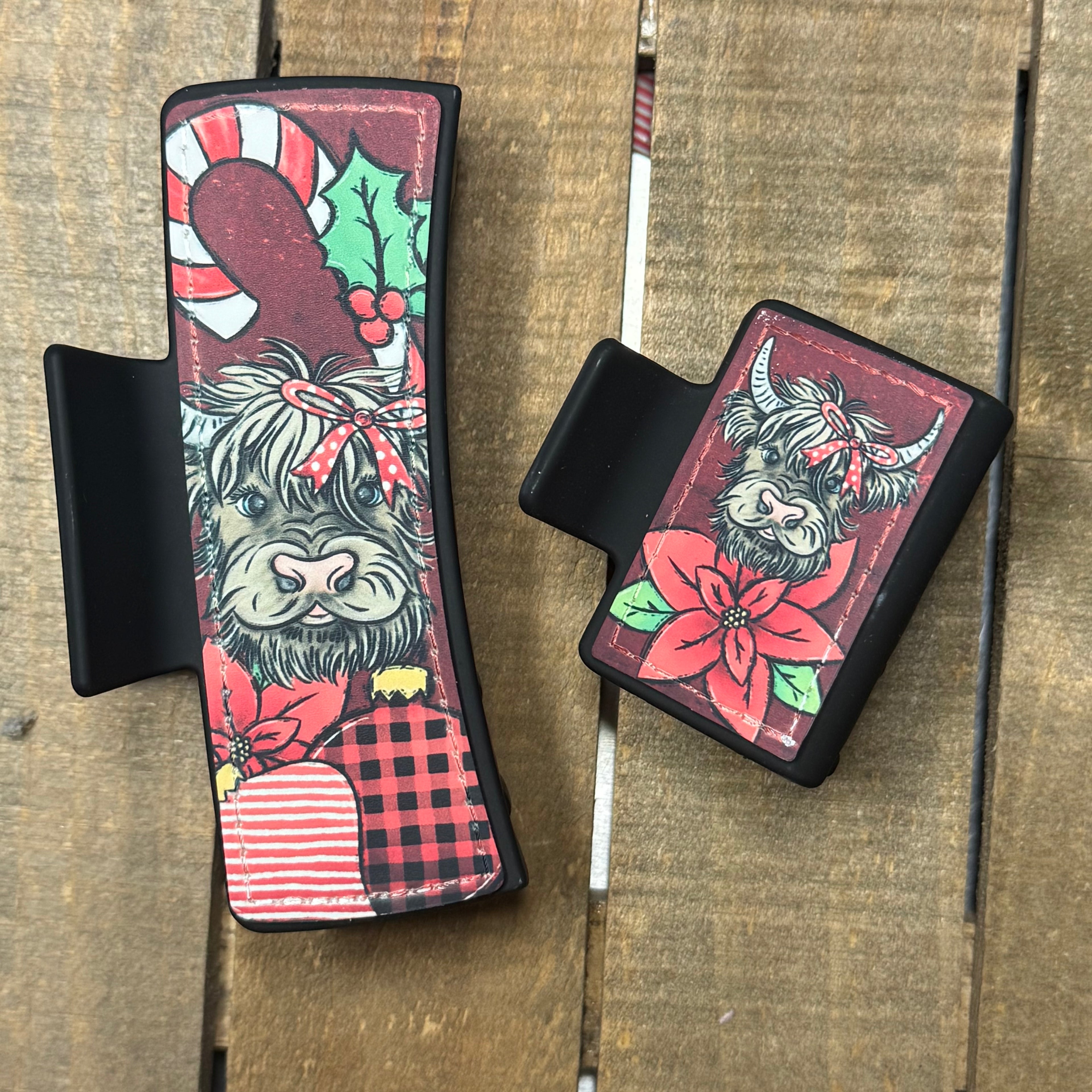 Highland Cow Christmas Hair Claw Clip