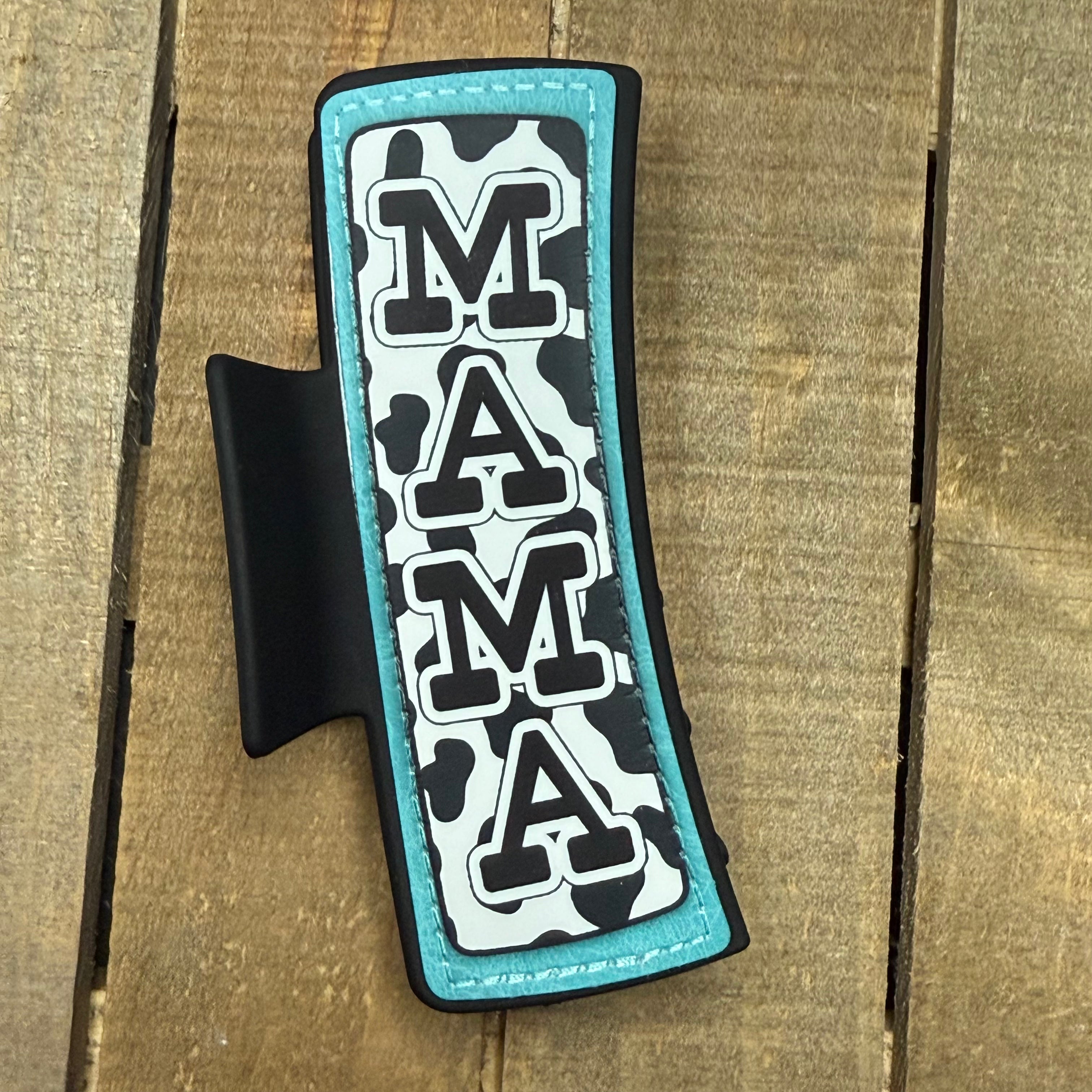 Mama Turquoise & Cow Print Hair Claw Clip