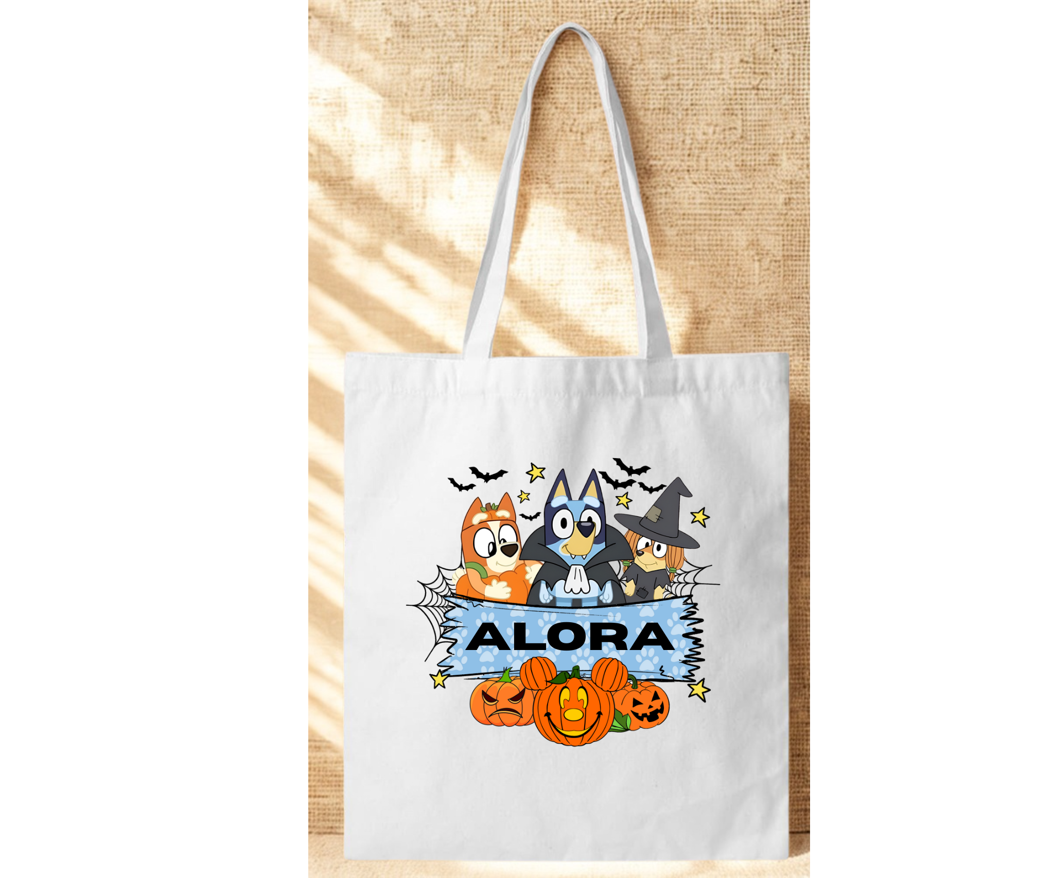 Bluey Themed Halloween Custom Tote Bags