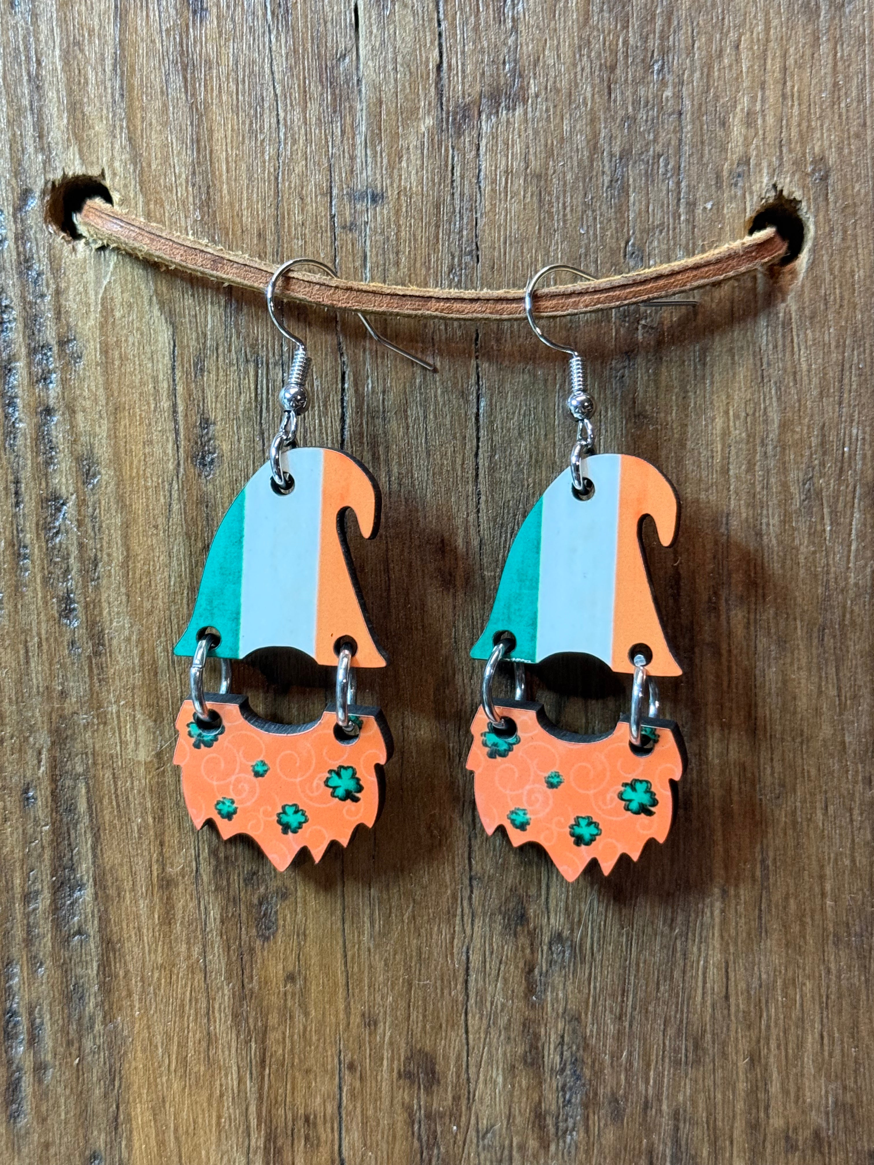 St. Patrick’s Day Gnome Wood Earrings | Nickel Free Holiday Earrings