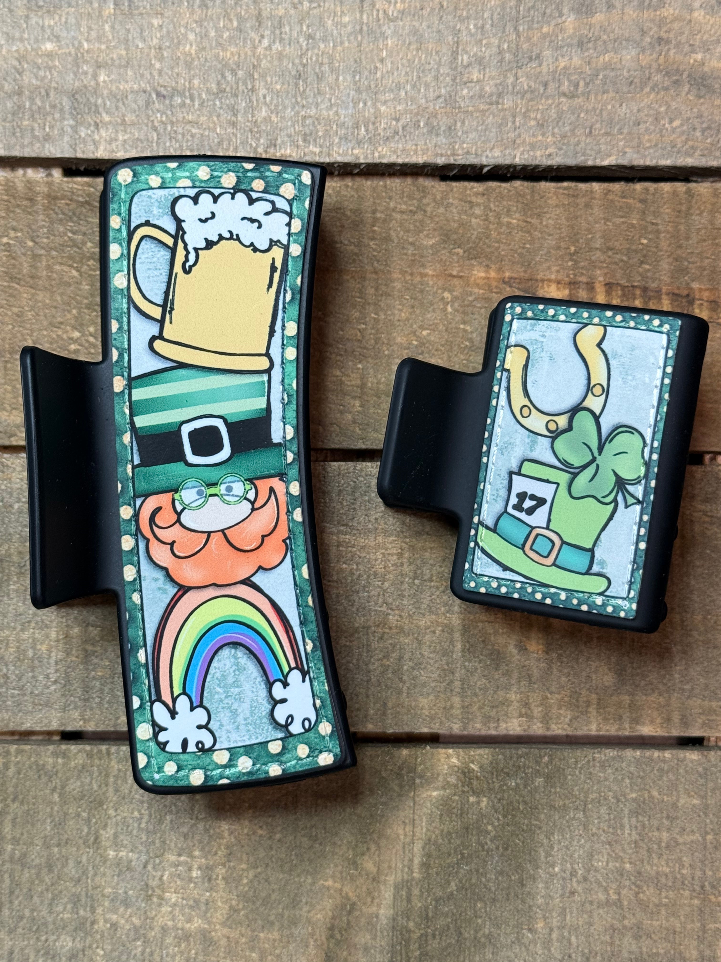 Leprechaun, Rainbow & Beer Hair Claw Clip – St. Patrick’s Day Accessory